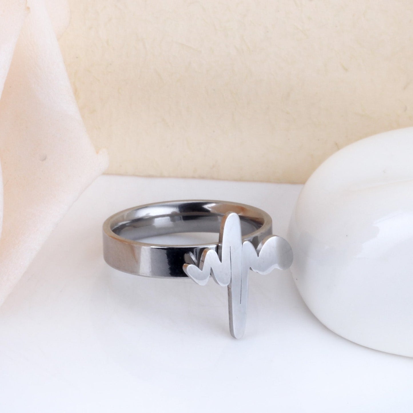 Ring Fashion Simple Personalized Open Finger Ring EKG Stainless Steel Ins Joint Ring Set
