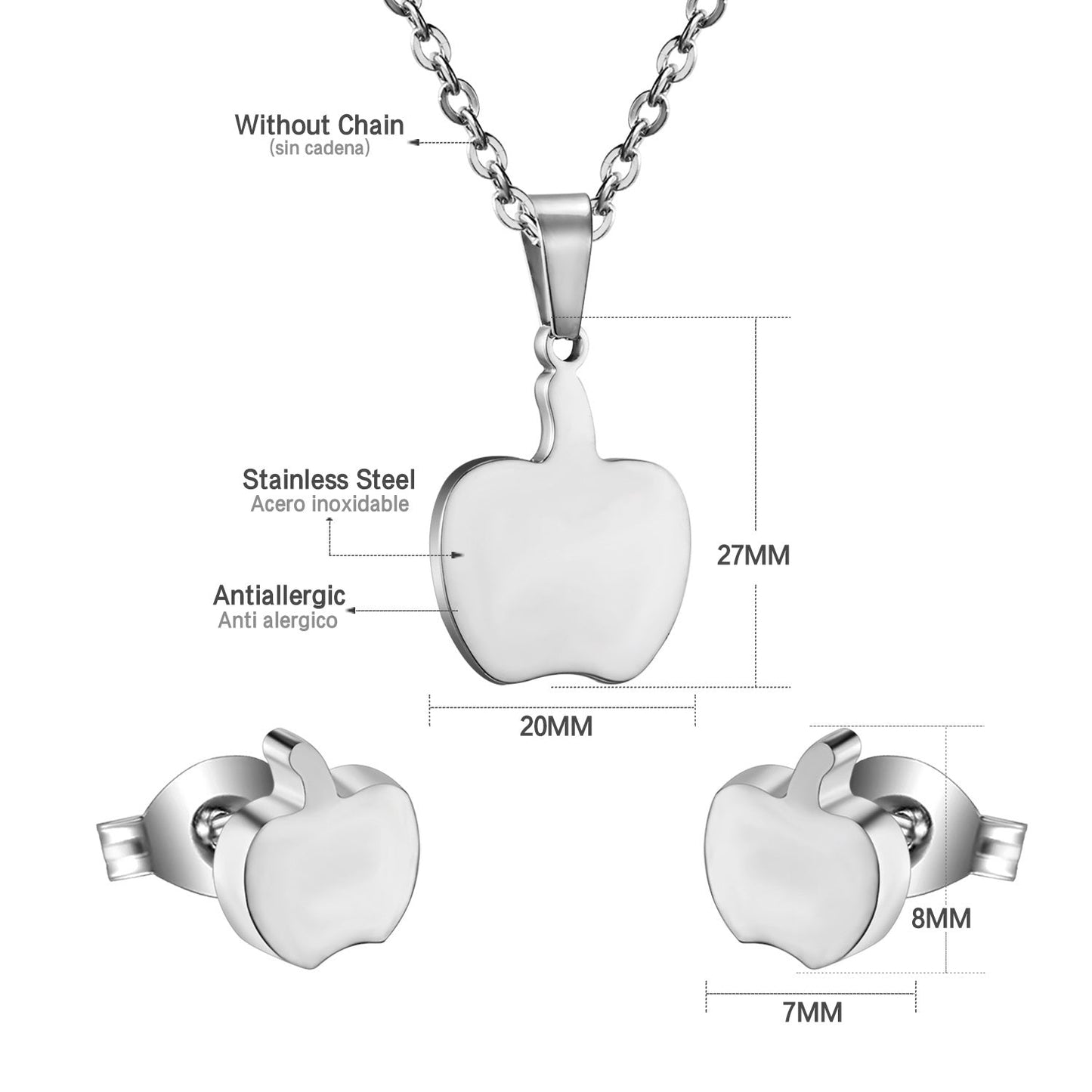 Gold/steel colored cut jewelry set with a golden apple on the cutting process