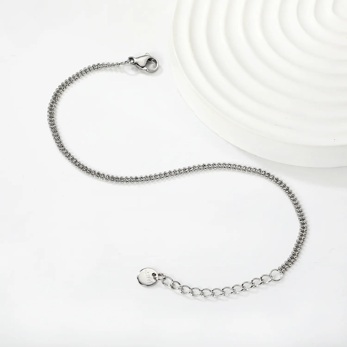 Wholesale Double Beaded Chain Bracelet in Gold Stainless Steel | Minimal Layering Bracelet for Bulk Order