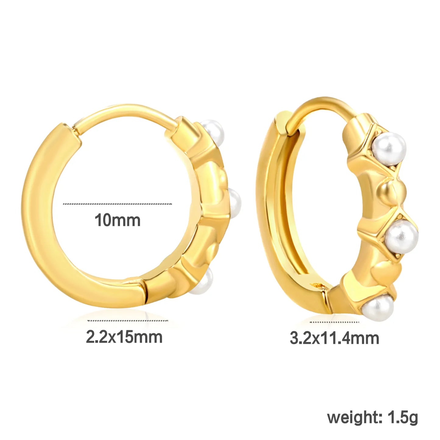 ✨ Wholesale Gold Stainless Steel Ear Cuff Set - 5 Styles / White Zircon | 10mm Inner Diameter (1.7-2.1g)