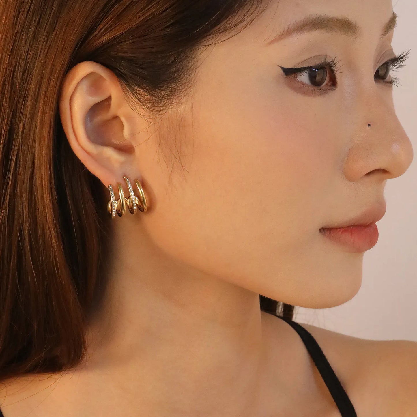 ✨ Wholesale Gold CZ Cluster Studs | 17.5x18mm C-Shape