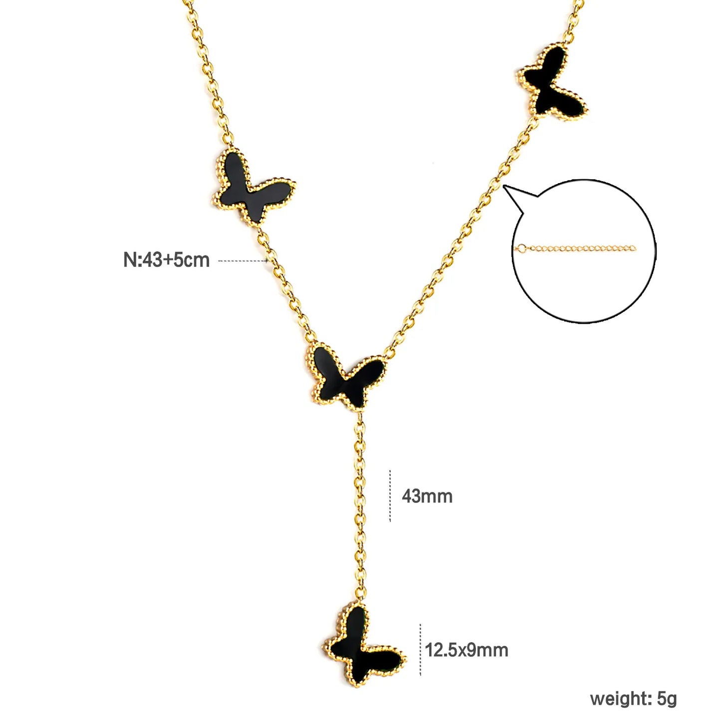 4-Piece Set Stainless Steel Butterfly Shell Pendant Necklaces - Wholesale for Retailers