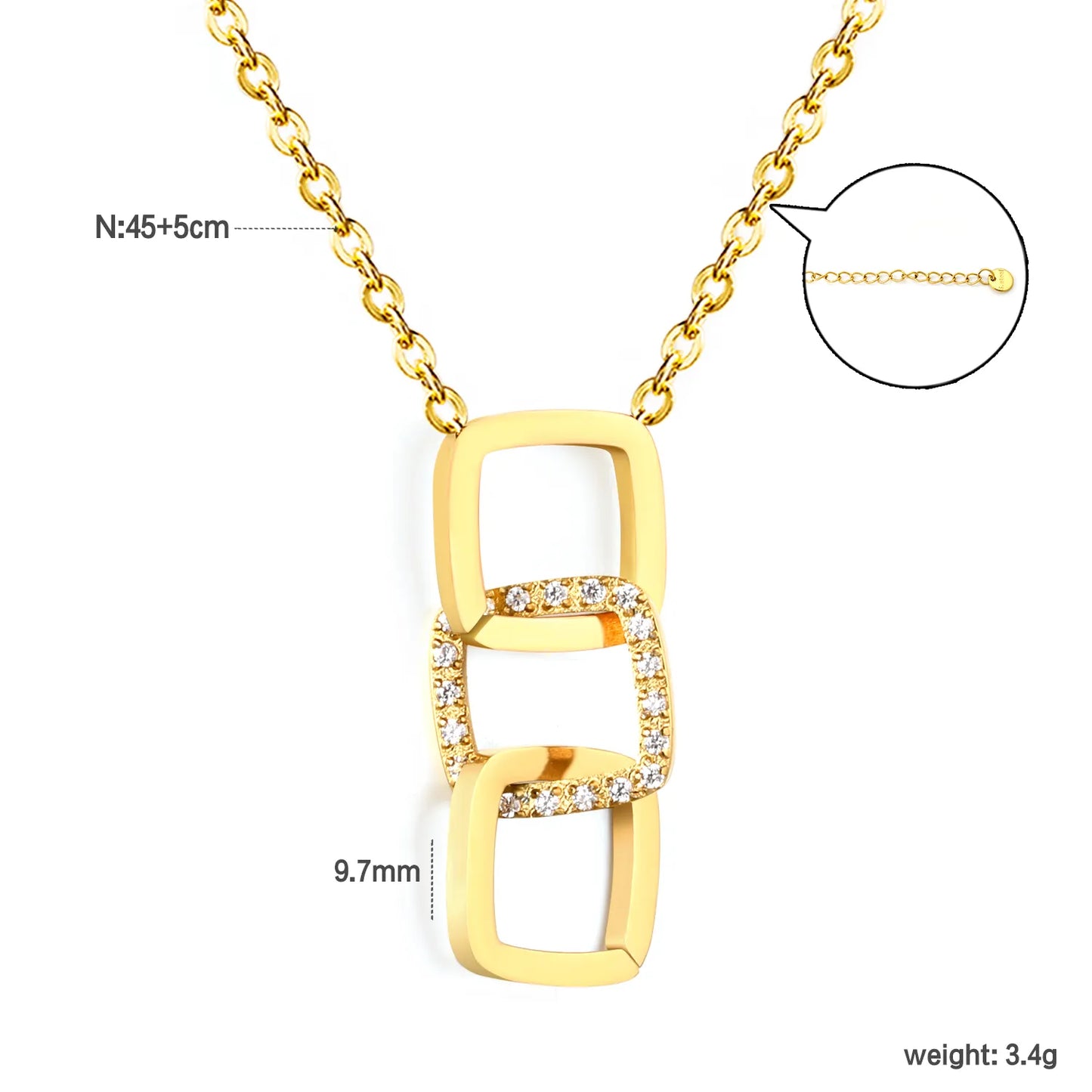 Gold-Plated Geometric Openwork Square Link Chain with Cross Pendant – Wholesale | Low MOQ