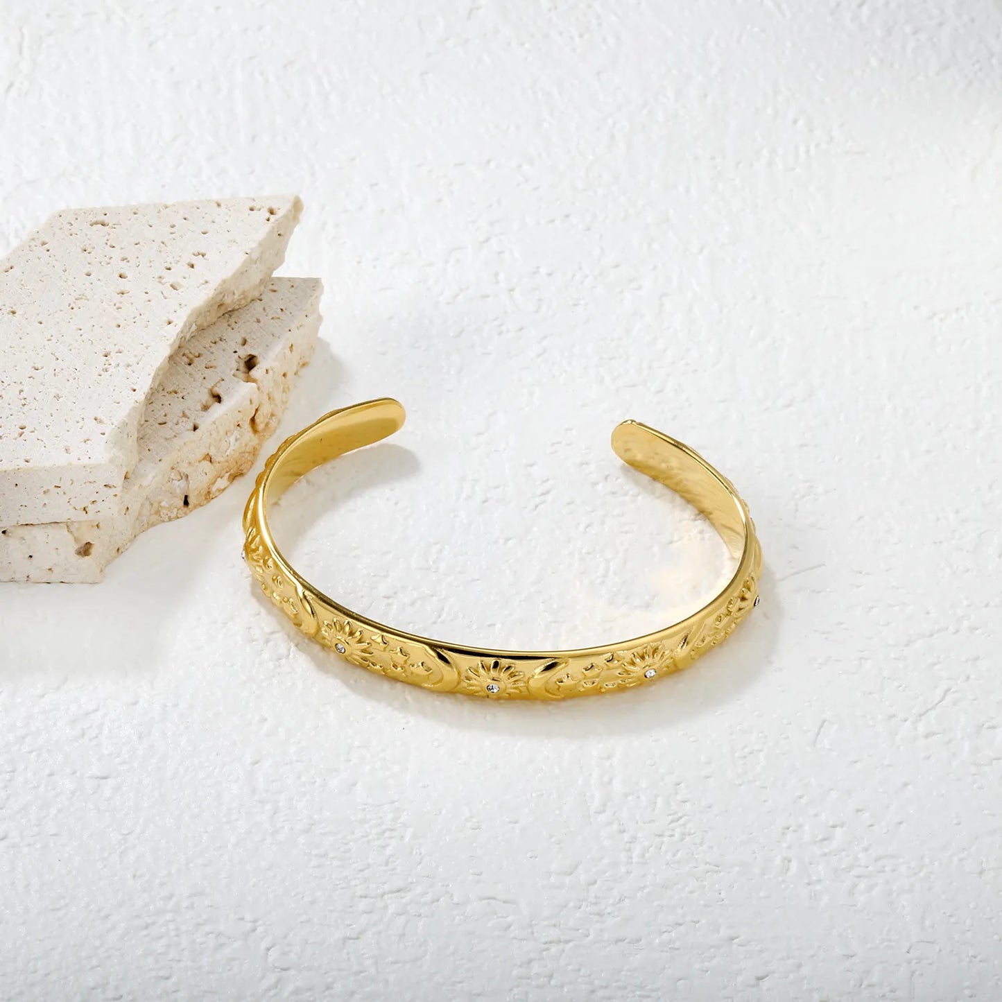 ✨ Wholesale 7.7mm Celestial Bangle | Star Moon Sun | Gold/Steel