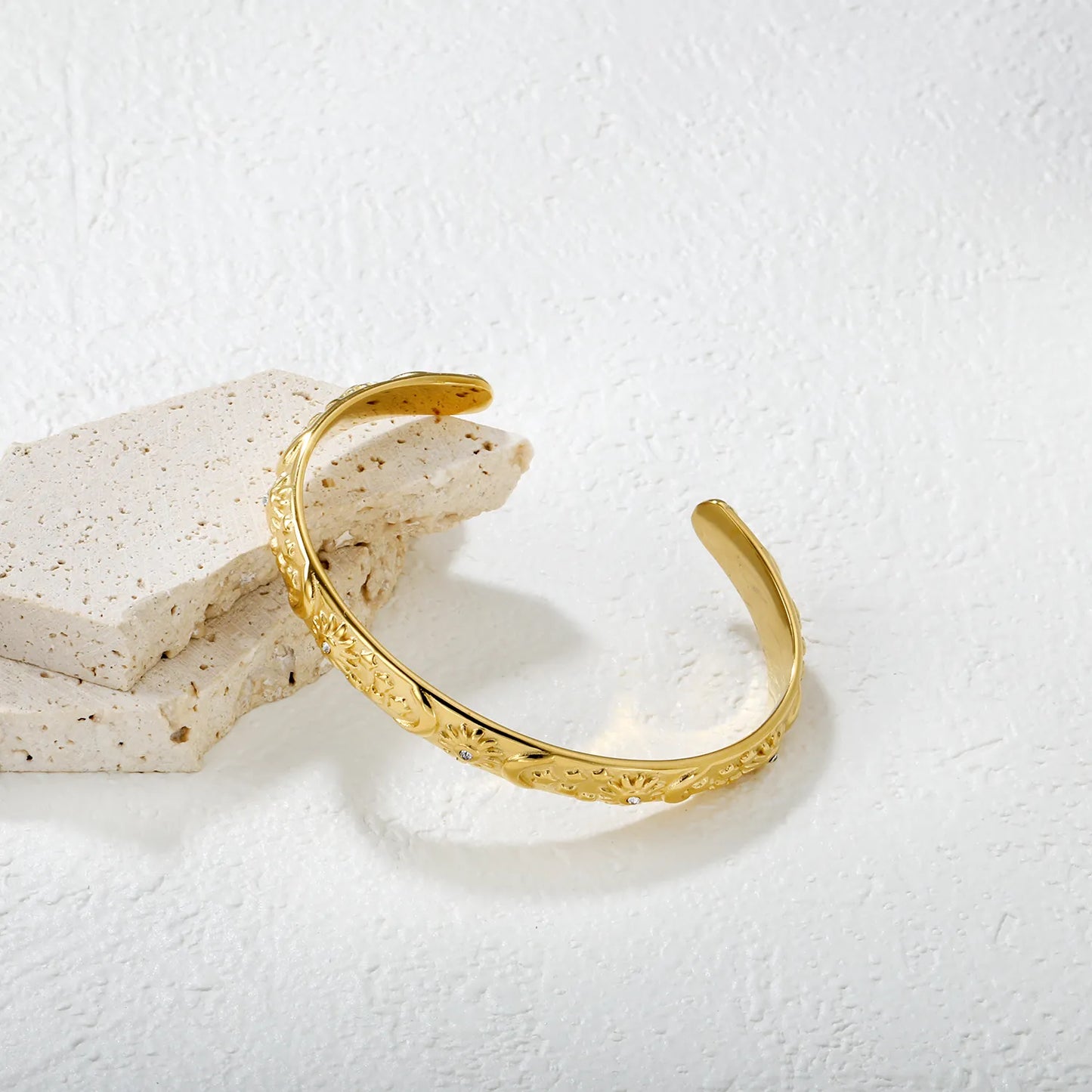 ✨ Wholesale 7.7mm Celestial Bangle | Star Moon Sun | Gold/Steel