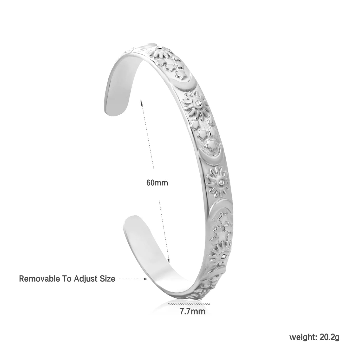 ✨ Wholesale 7.7mm Celestial Bangle | Star Moon Sun | Gold/Steel