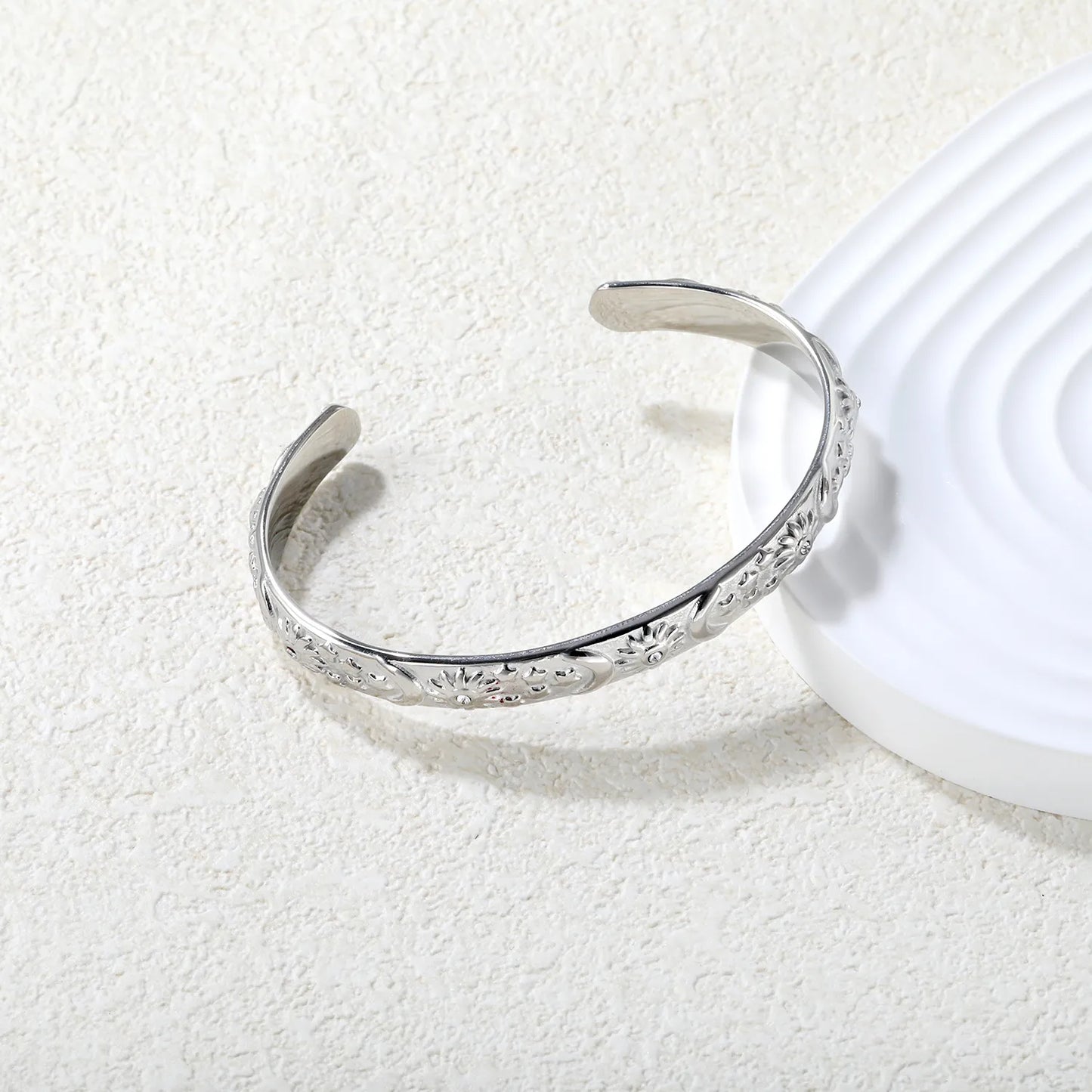 ✨ Wholesale 7.7mm Celestial Bangle | Star Moon Sun | Gold/Steel