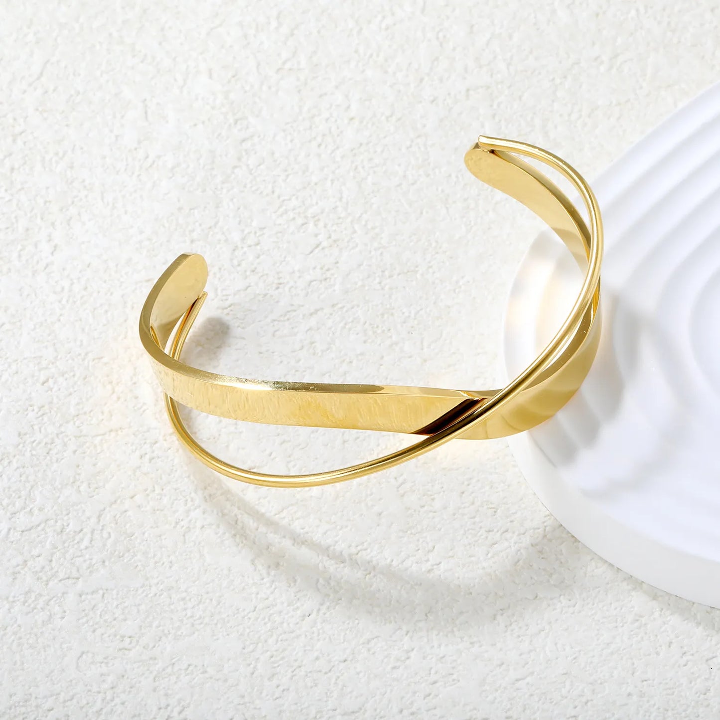 ✨ Wholesale 23mm Geometric Cuff Bracelet | Gold/Steel | 60mm