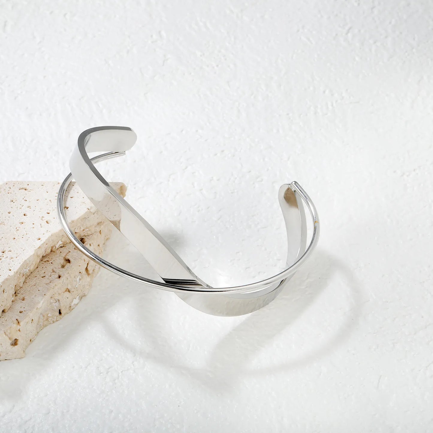 ✨ Wholesale 23mm Geometric Cuff Bracelet | Gold/Steel | 60mm