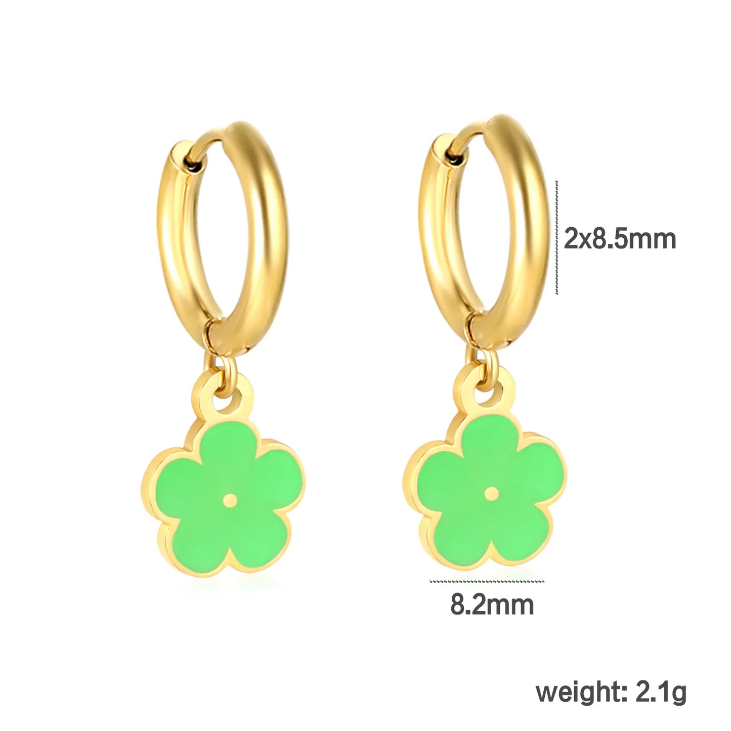🌼 Wholesale 8 Color 18k gold plated Enamel Flower Ear Climber | 2.0x8.5mm Gold Ear Cuff with 8.2mm Floral Design