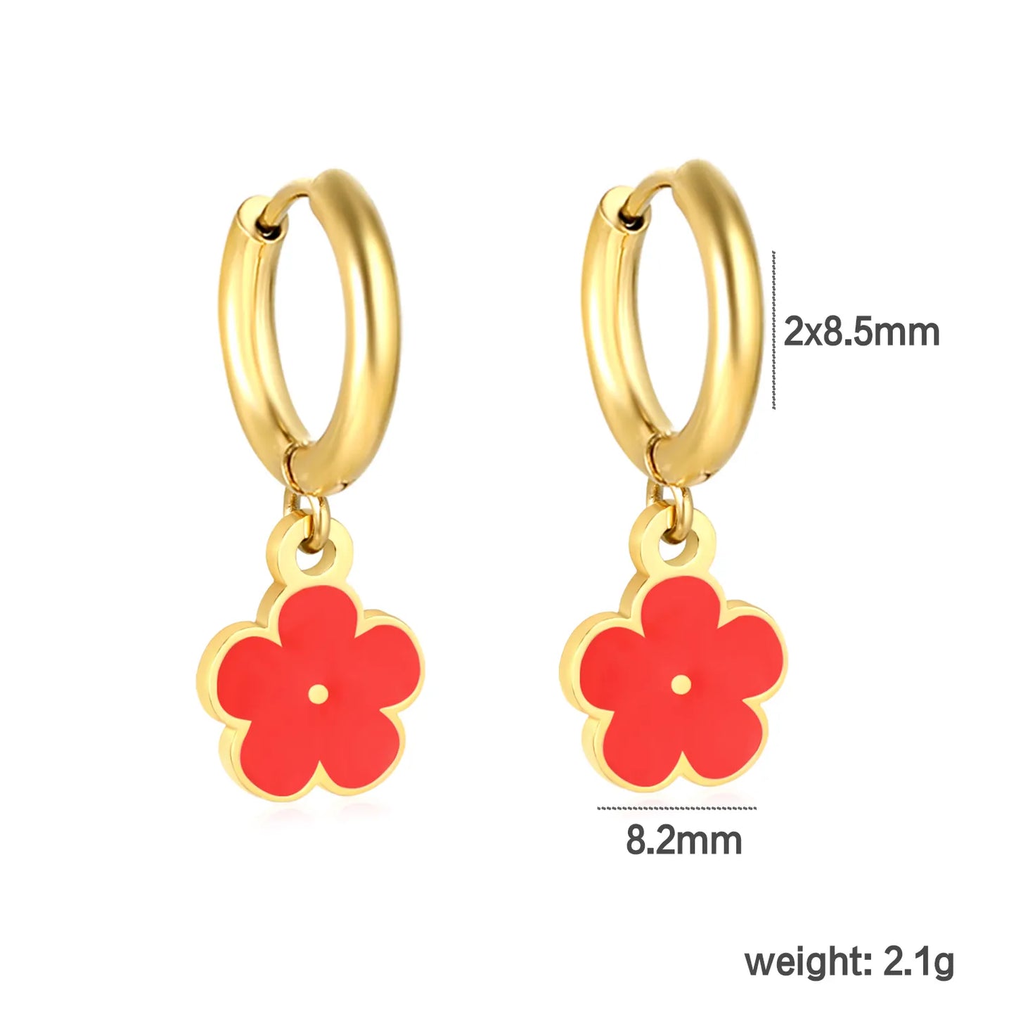 🌼 Wholesale 8 Color 18k gold plated Enamel Flower Ear Climber | 2.0x8.5mm Gold Ear Cuff with 8.2mm Floral Design
