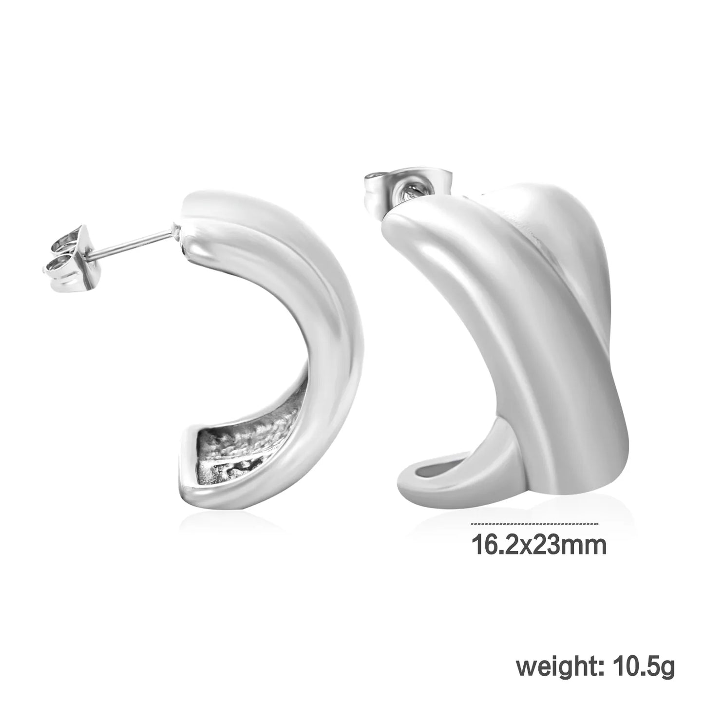 ✨ Wholesale Stainless Steel X Design Stud Earrings | 16.2x23mm Modern Geometric, Gold Silver Two-Tone, Hypoallergenic Ear Jewelry Bulk