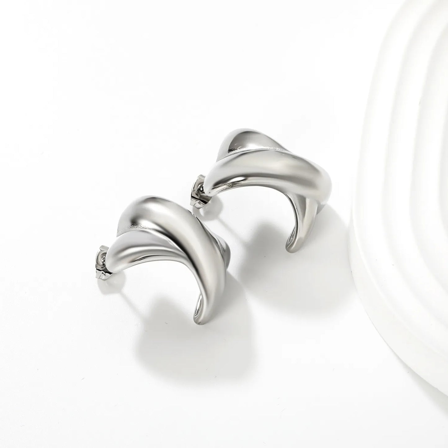 ✨ Wholesale Stainless Steel X Design Stud Earrings | 16.2x23mm Modern Geometric, Gold Silver Two-Tone, Hypoallergenic Ear Jewelry Bulk