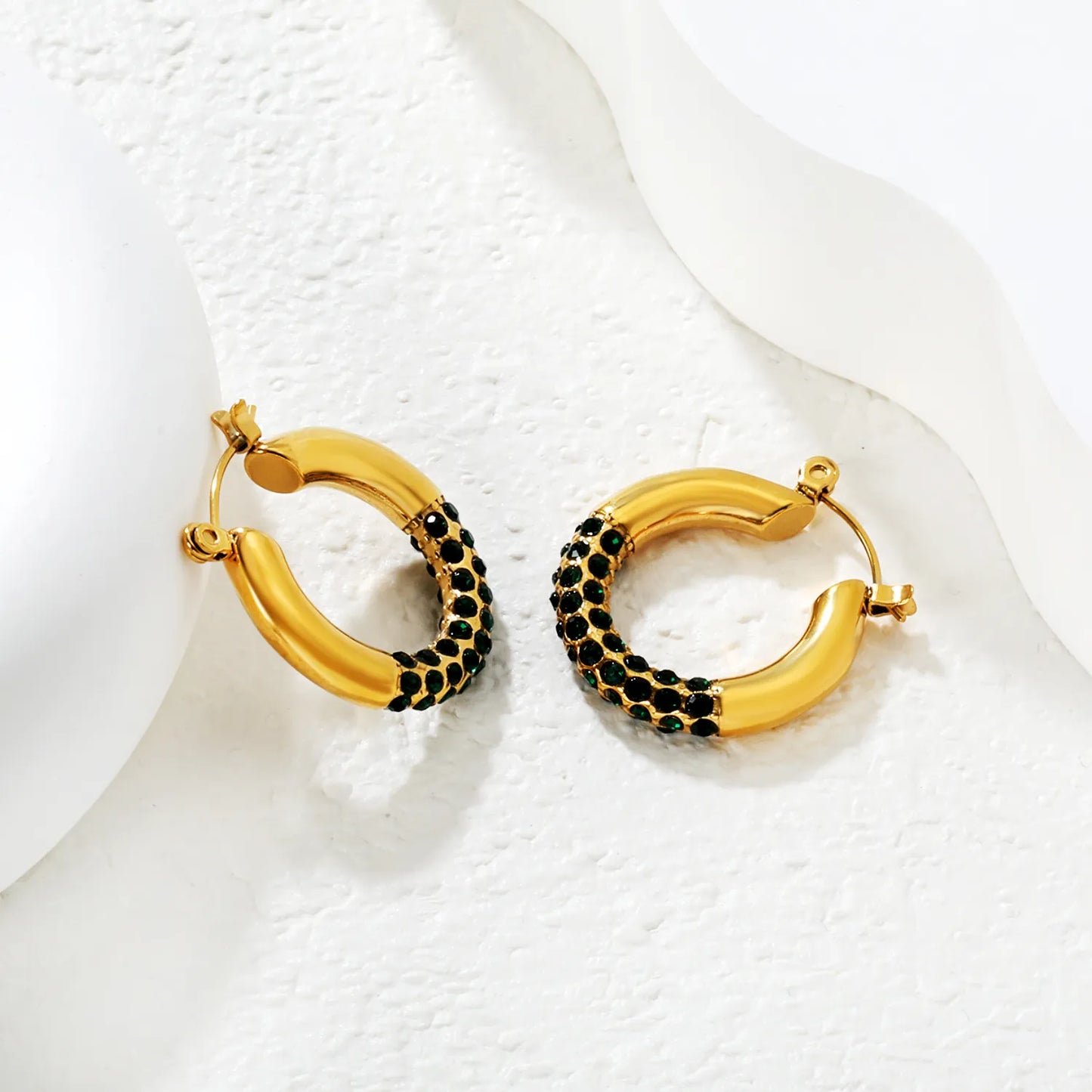 ✨ Wholesale 18k gold plated 4.2x24mm U-Shape Ear Clip | Gold Stainless Steel White Zircon Earrings Bulk