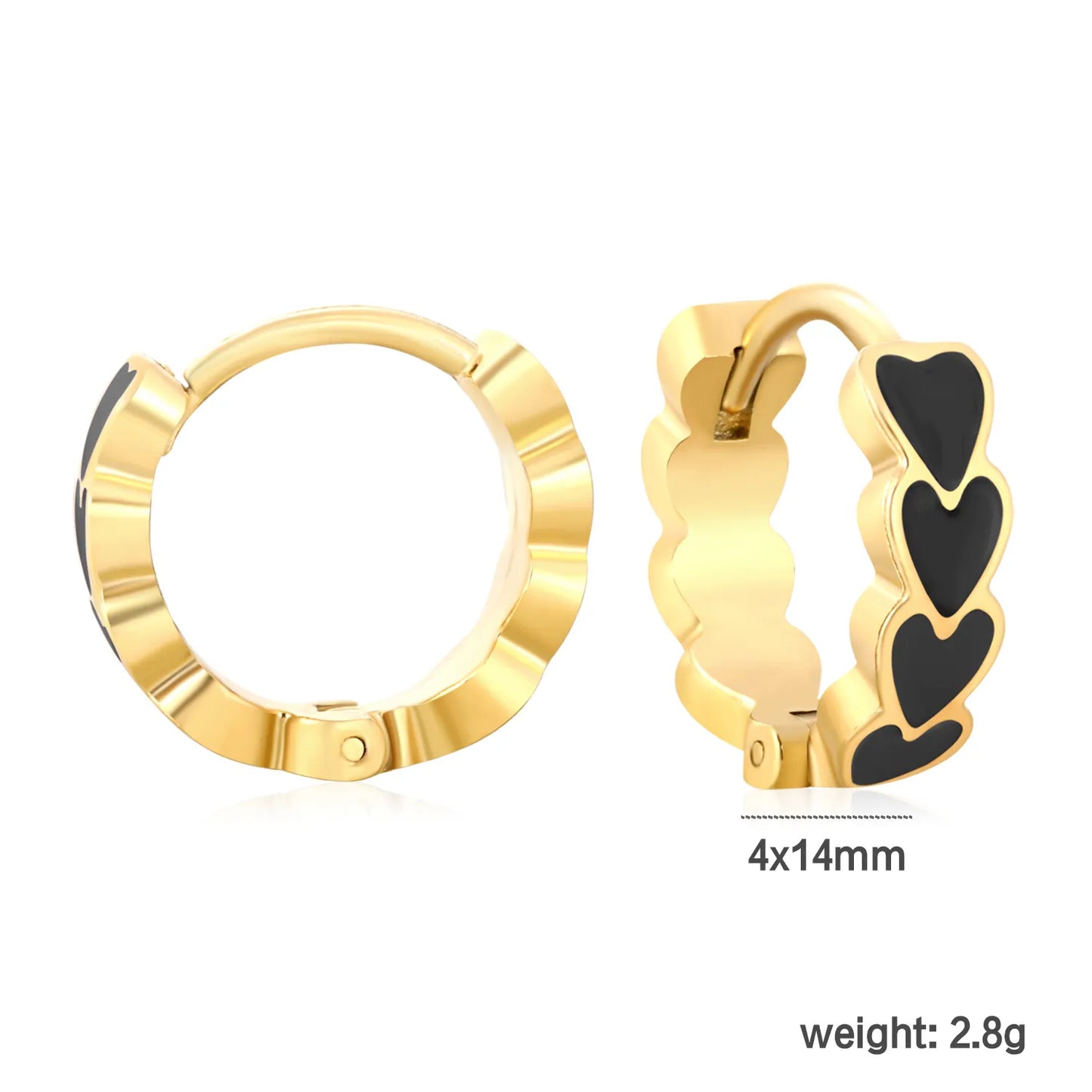✨ 4*14mm 18K Gold Plated Colorful Heart shape Enamel Hoop Earring Hypoallergenic Wholesale Earrings