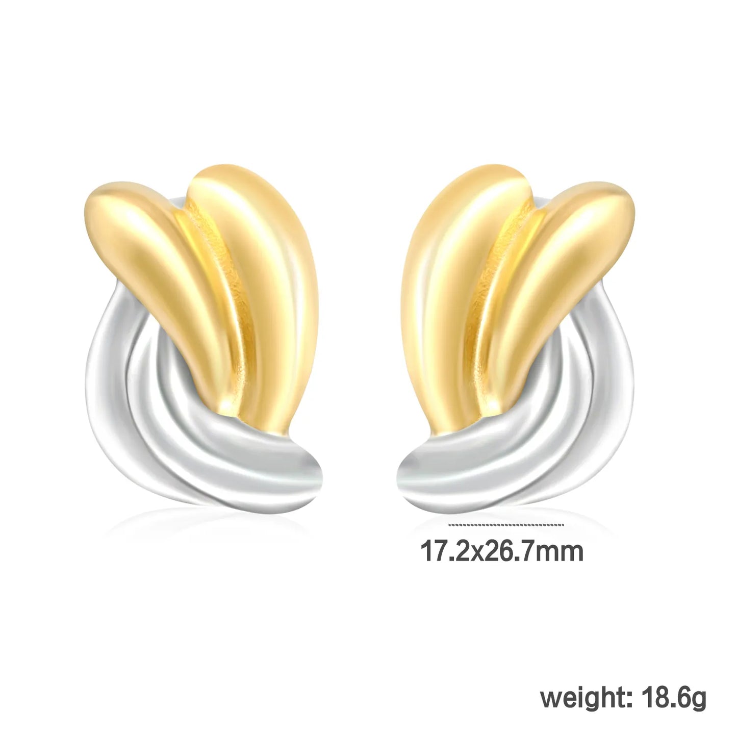 ✨ Wholesale Twist Rope Design Earrings | 17.2x26.7mm Two-Tone Studs | 18.6g Gold Plated Stainless Steel | Classic Luxury Earrings Bulk