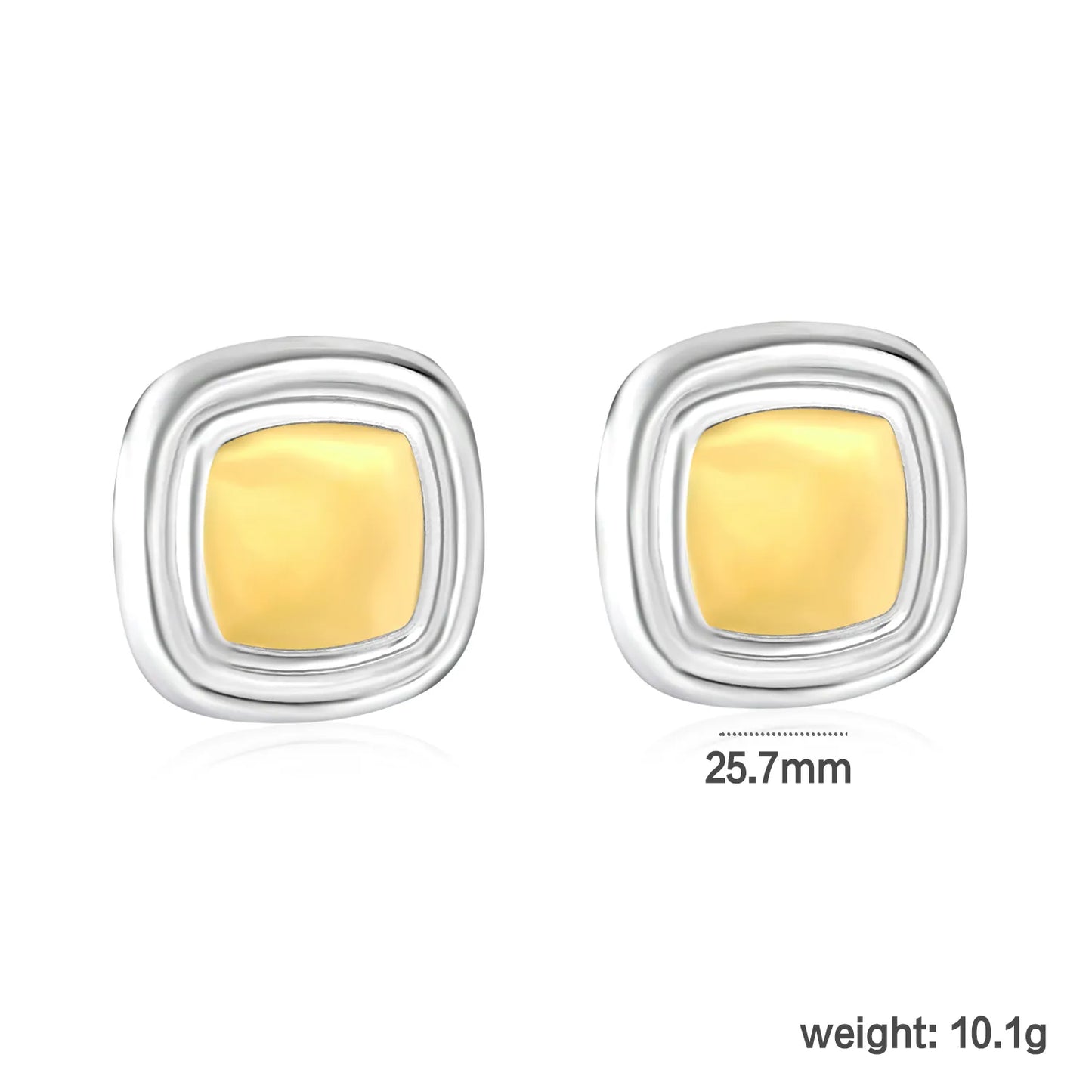 ✨ Wholesale Square Stud Earrings 25.7mm | Two-Tone Geometric Design | Gold Plated Stainless Steel | Minimalist Fashion Earrings Bulk