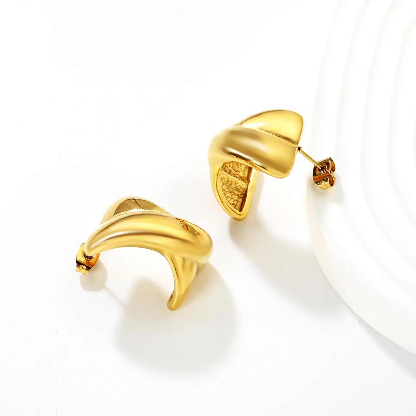 ✨ Wholesale Stainless Steel X Design Stud Earrings | 16.2x23mm Modern Geometric, Gold Silver Two-Tone, Hypoallergenic Ear Jewelry Bulk