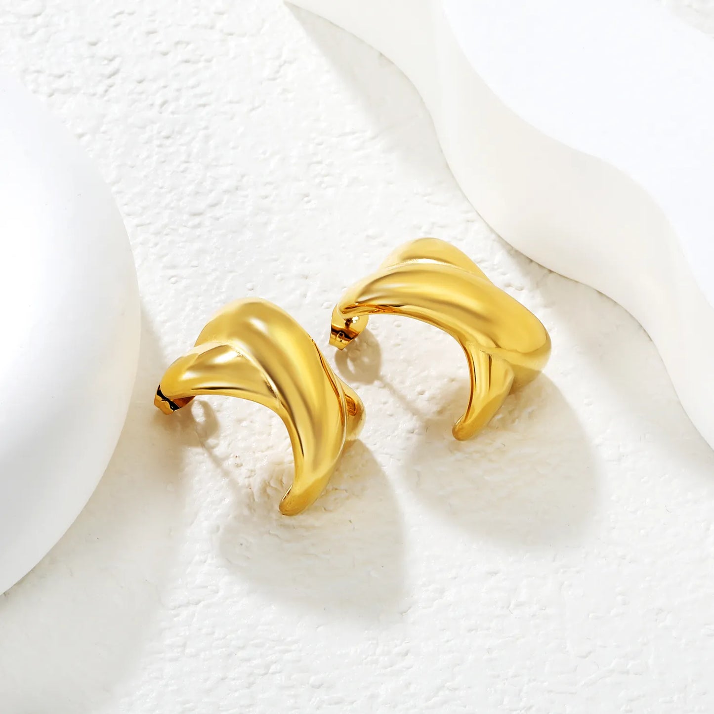 ✨ Wholesale Stainless Steel X Design Stud Earrings | 16.2x23mm Modern Geometric, Gold Silver Two-Tone, Hypoallergenic Ear Jewelry Bulk