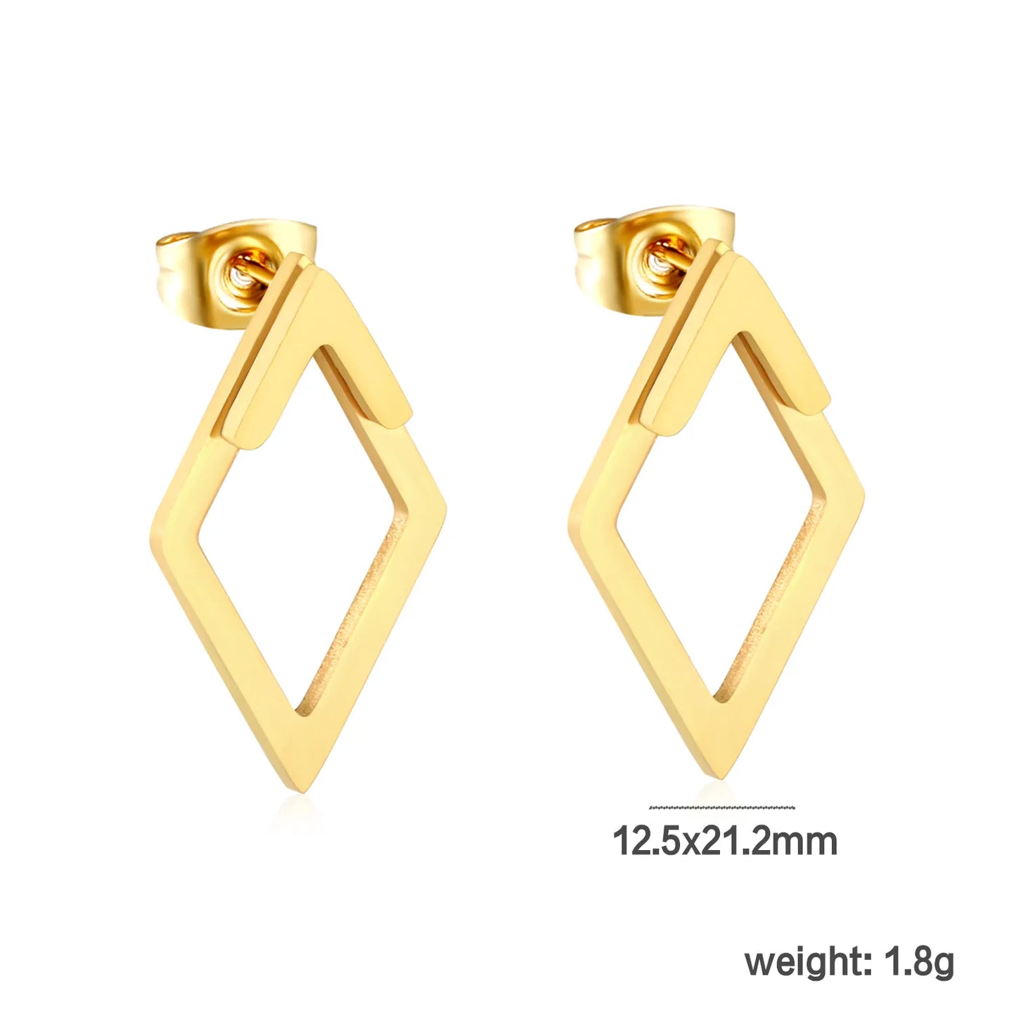 ✨ Wholesale Gold Stainless Steel Rhombus Stud Earrings | 12.5x21.2mm  Geometric Minimalist Jewelry Bulk