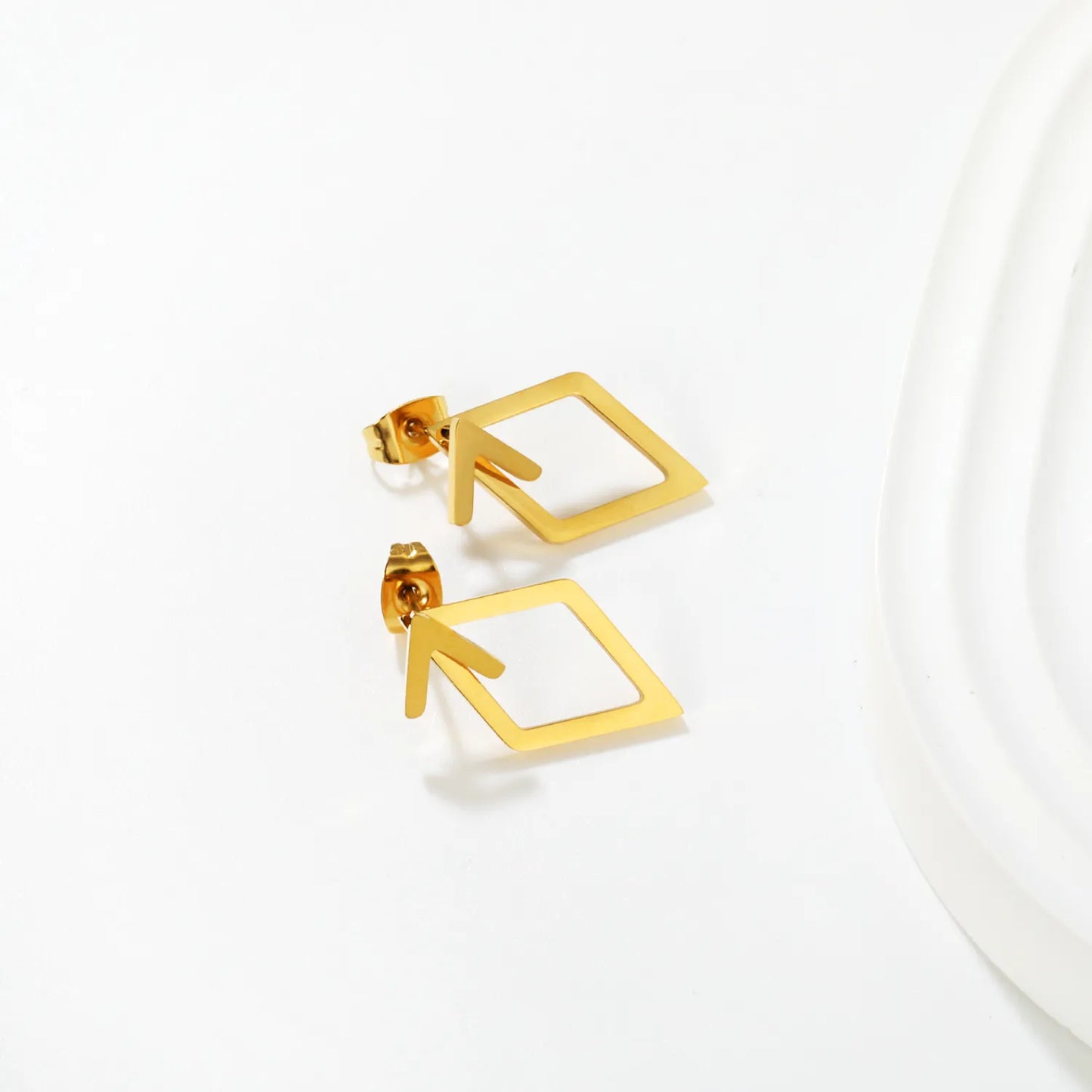 ✨ Wholesale Gold Stainless Steel Rhombus Stud Earrings | 12.5x21.2mm  Geometric Minimalist Jewelry Bulk
