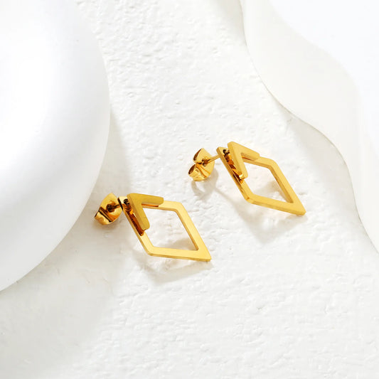✨ Wholesale Gold Stainless Steel Rhombus Stud Earrings | 12.5x21.2mm  Geometric Minimalist Jewelry Bulk
