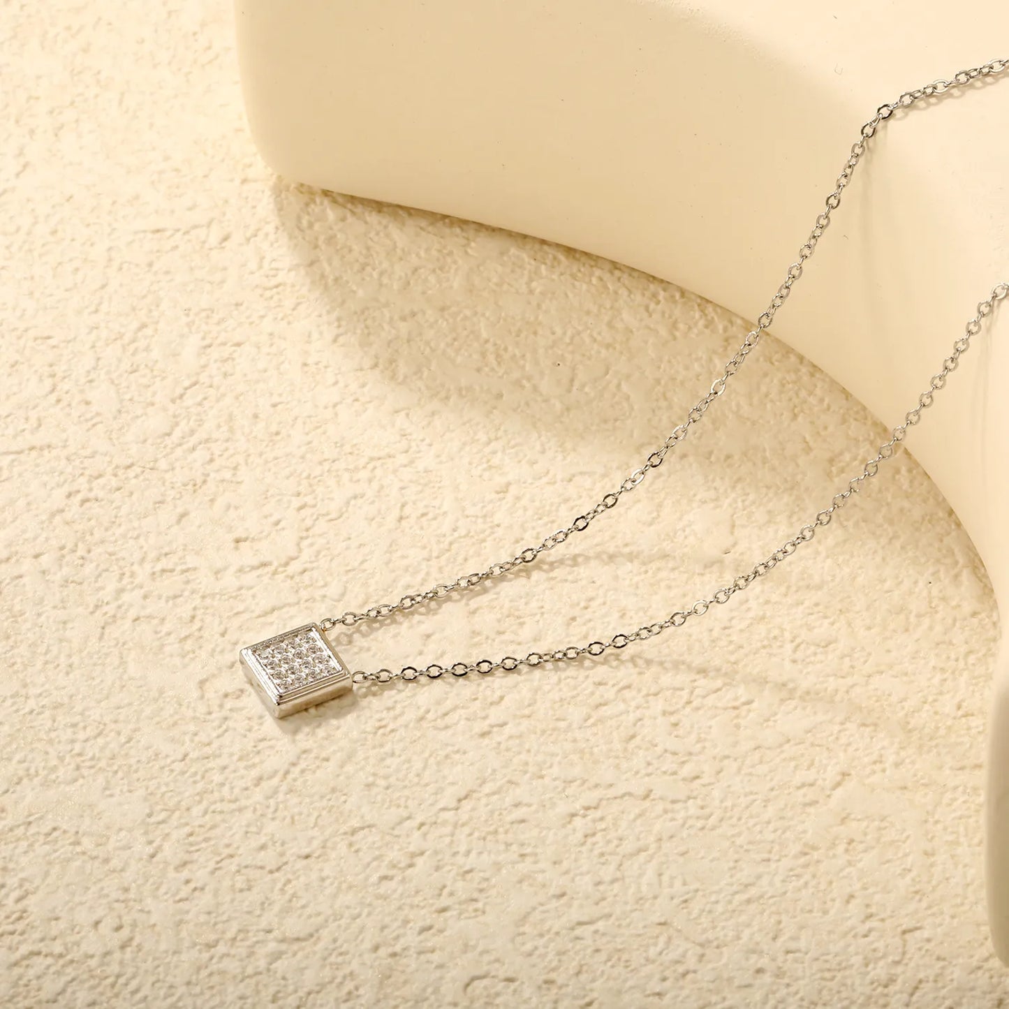 ✨ Wholesale Geometric Pendant Necklace | Zircon Charm | Steel Chain