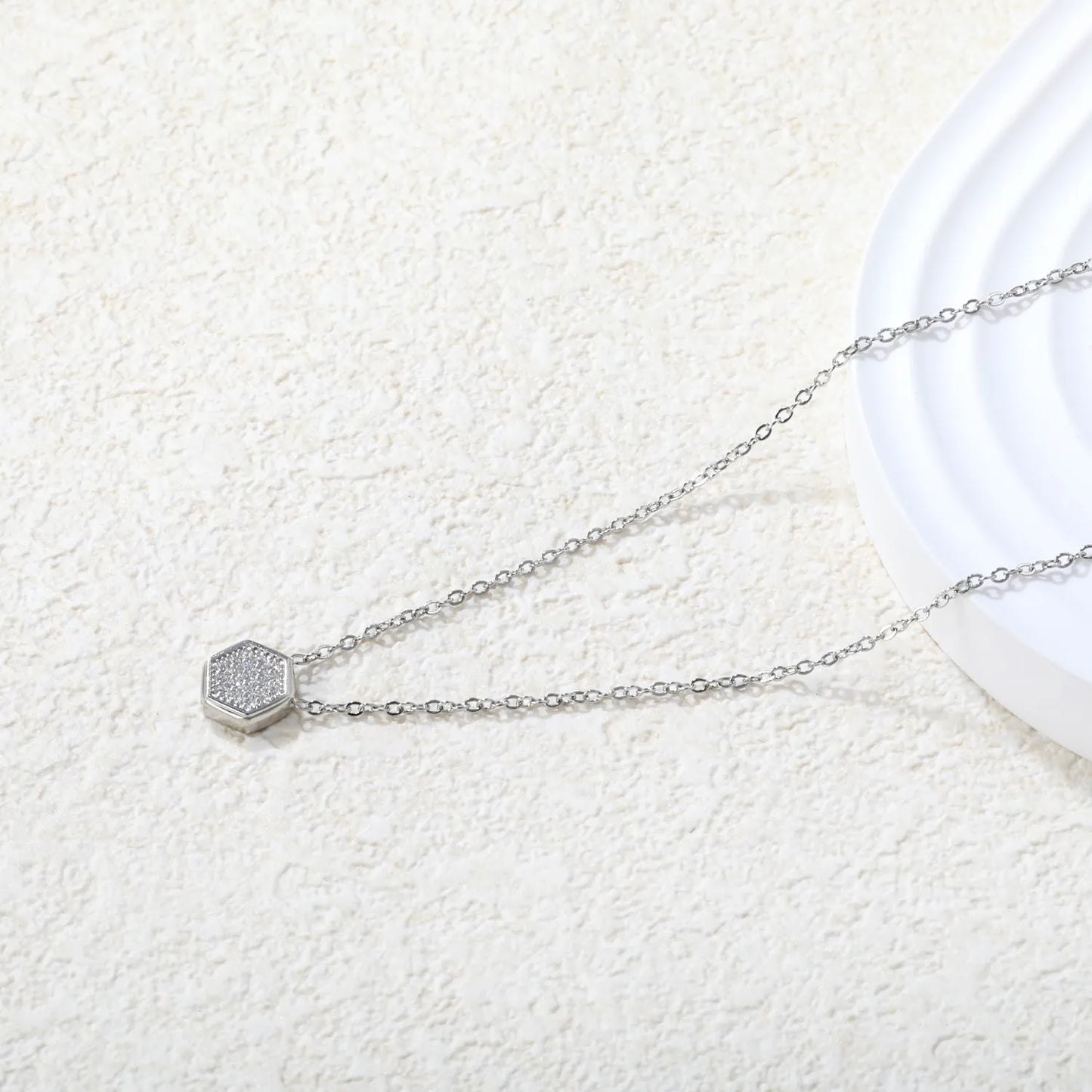 ✨ Wholesale Geometric Pendant Necklace | Zircon Charm | Steel Chain
