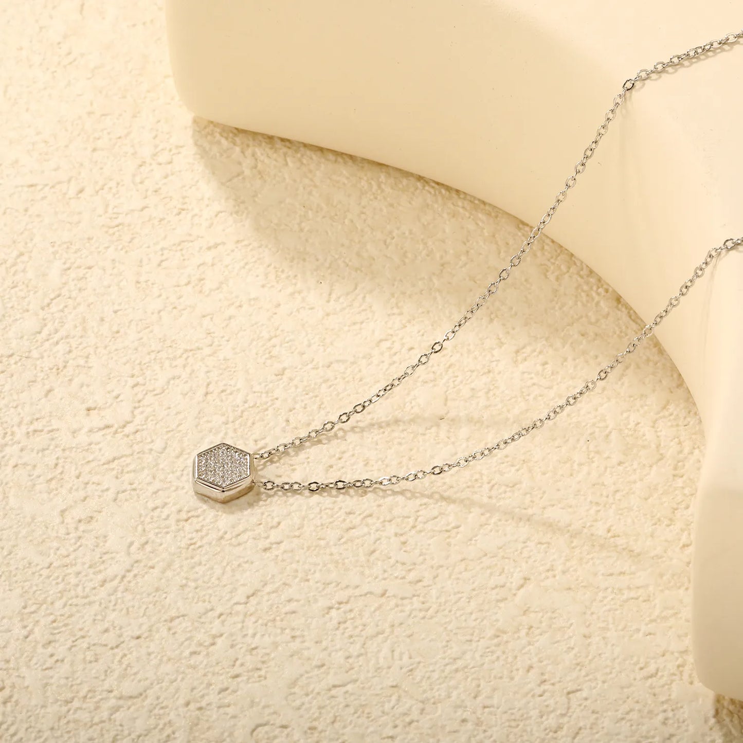 ✨ Wholesale Geometric Pendant Necklace | Zircon Charm | Steel Chain