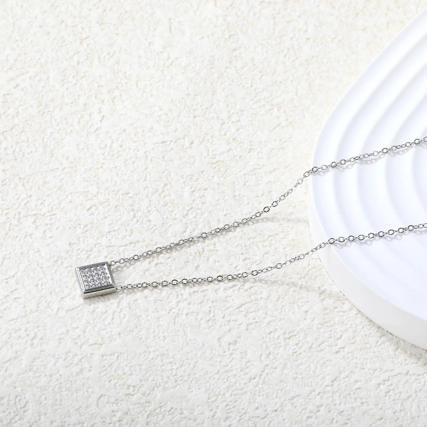 ✨ Wholesale Geometric Pendant Necklace | Zircon Charm | Steel Chain