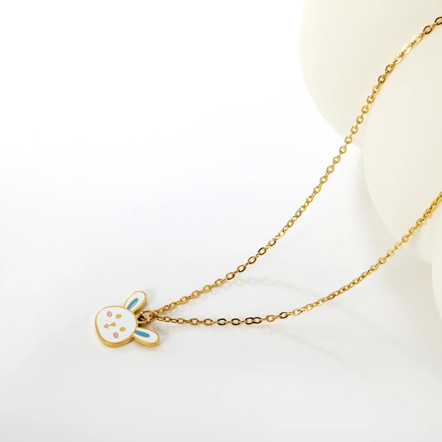 ✨🐰 Gold Bunny Rabbit Pendant Necklace | 14.7x13.1mm Cute Animal Jewelry | 40+5cm Adjustable Chain | Stainless Steel Wholesale Gift Necklace