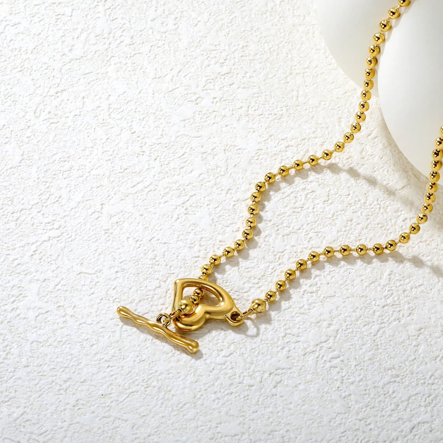 💖 Wholesale 18.9x15.3mm Heart Hollow Pendant Necklace | Gold Plated 3mm Bead Chain 40cm