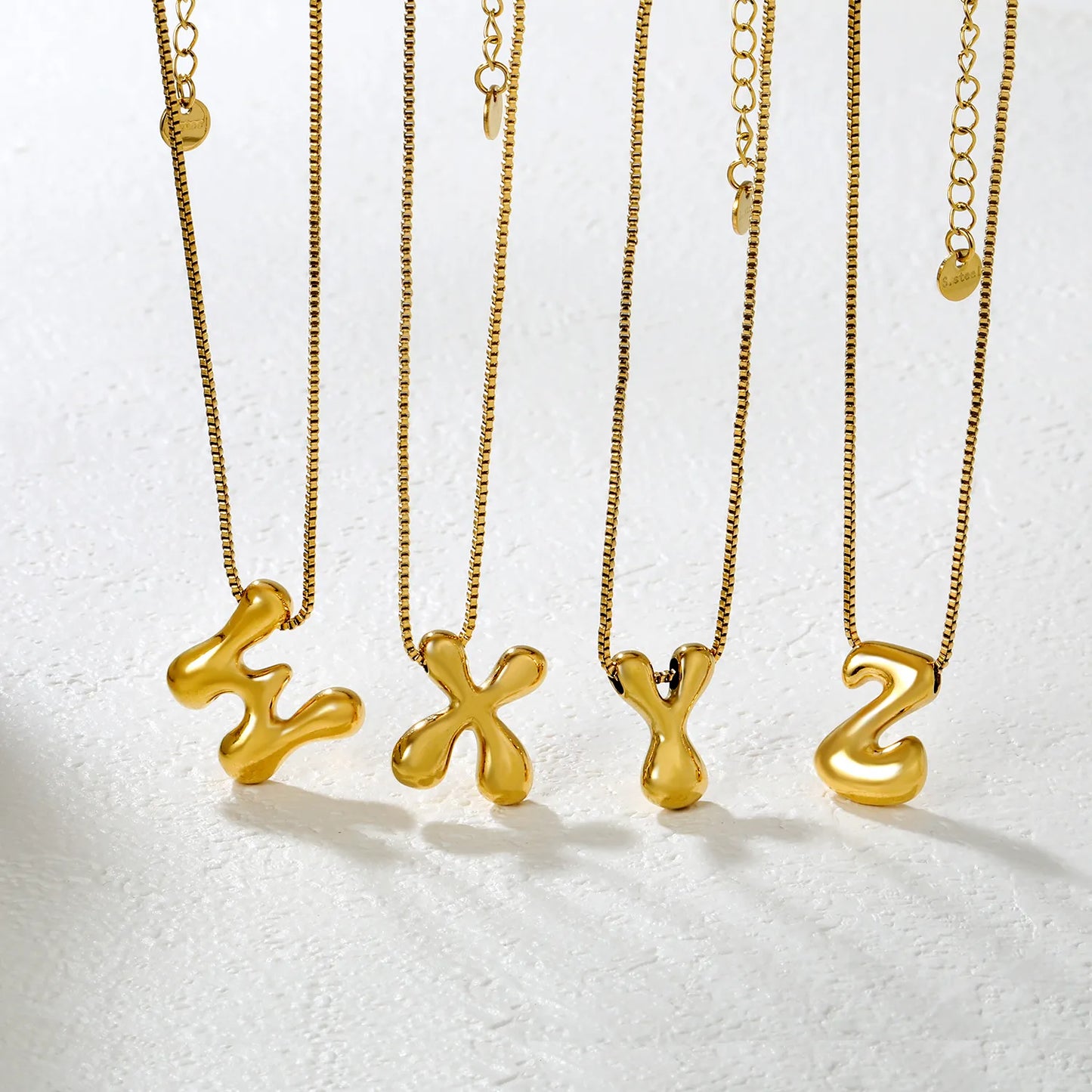 ✨ Wholesale PVD 18k gold A-Z 26 Q-version Letters Alphabet Pendant Necklace | Gold plated Stainless Steel Initial Jewelry