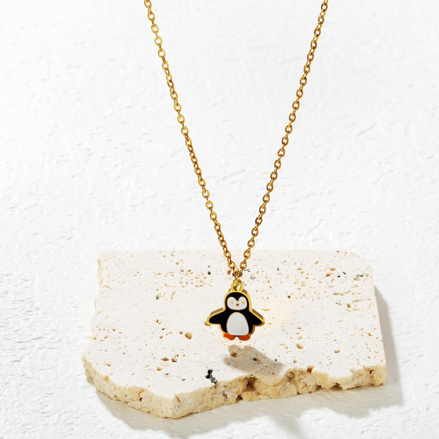 ✨🐧 Wholesale Penguin Necklace for Women & Kids | Adorable Animal Pendant | Gold Plated Stainless Steel Chain 40+5cm | Winter Theme Jewelry Bulk