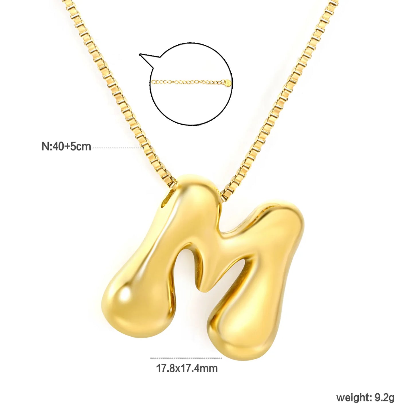 ✨ Wholesale PVD 18k gold A-Z 26 Q-version Letters Alphabet Pendant Necklace | Gold plated Stainless Steel Initial Jewelry