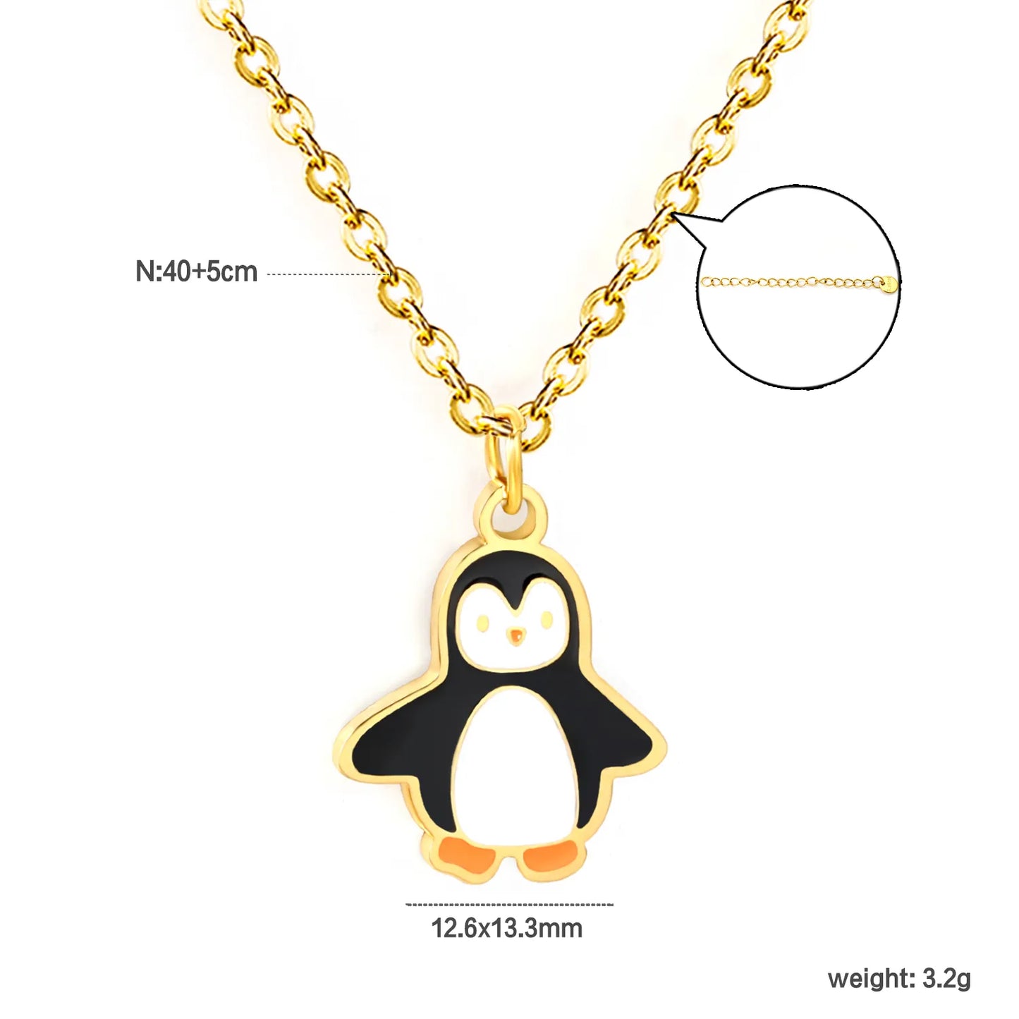 ✨🐧 Wholesale Penguin Necklace for Women & Kids | Adorable Animal Pendant | Gold Plated Stainless Steel Chain 40+5cm | Winter Theme Jewelry Bulk