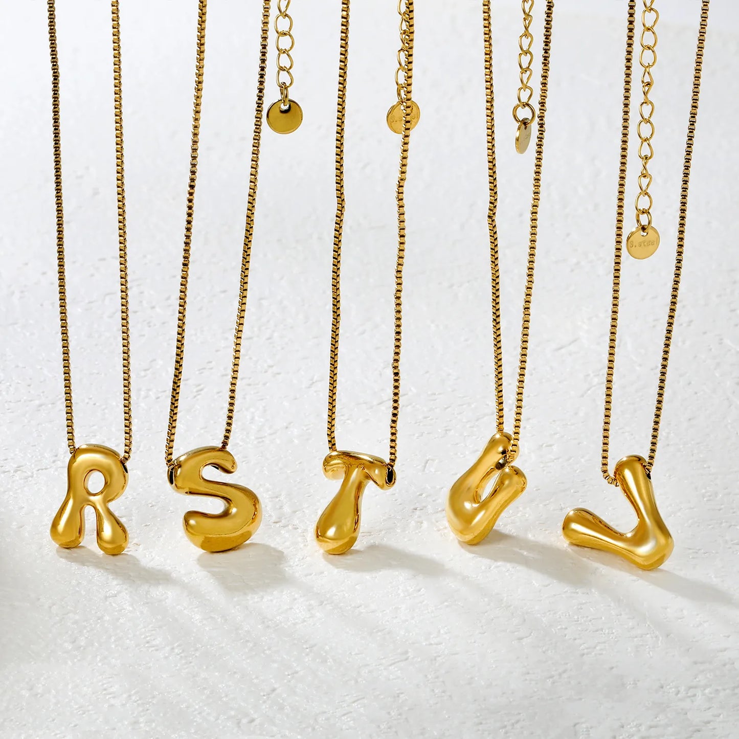 ✨ Wholesale PVD 18k gold A-Z 26 Q-version Letters Alphabet Pendant Necklace | Gold plated Stainless Steel Initial Jewelry