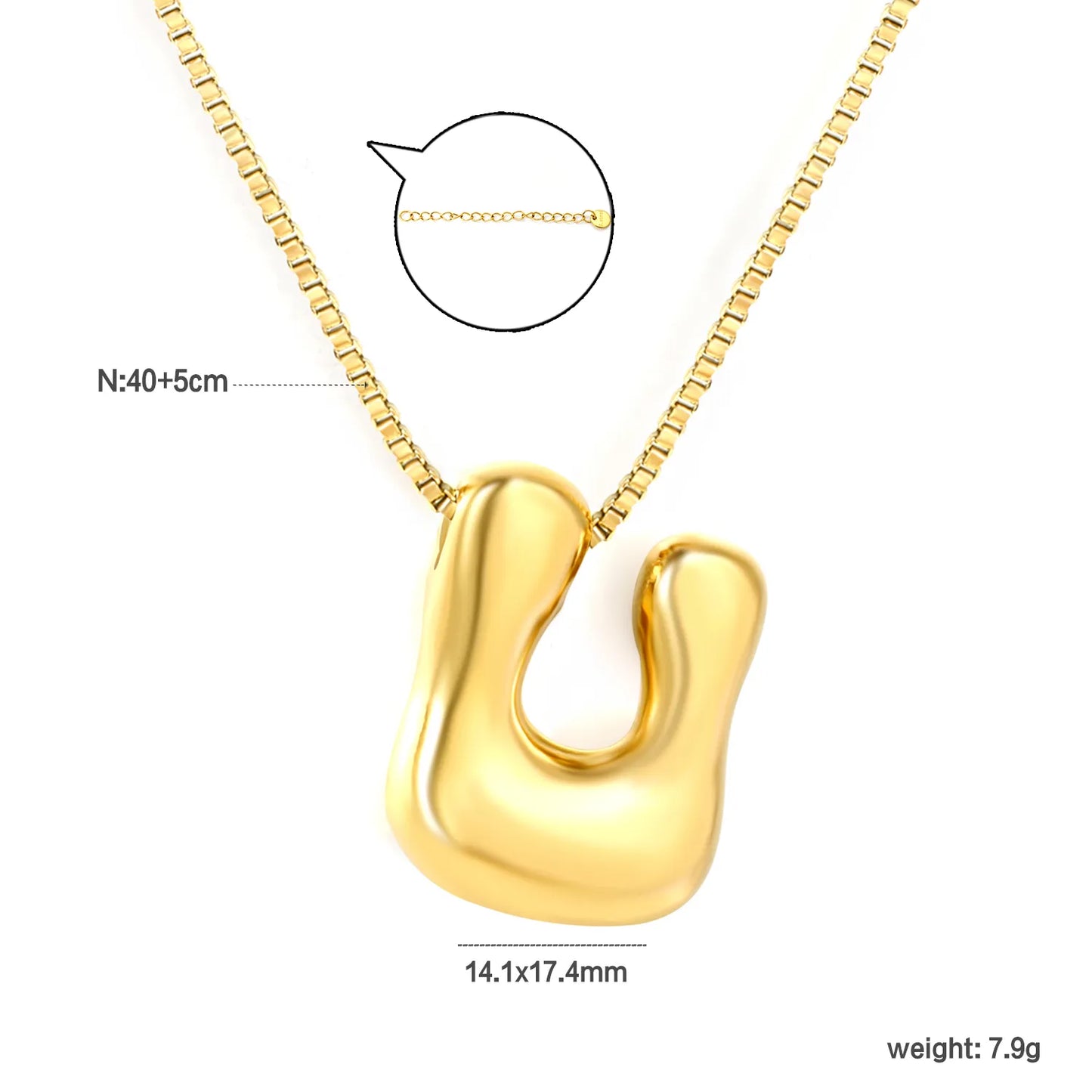 ✨ Wholesale PVD 18k gold A-Z 26 Q-version Letters Alphabet Pendant Necklace | Gold plated Stainless Steel Initial Jewelry
