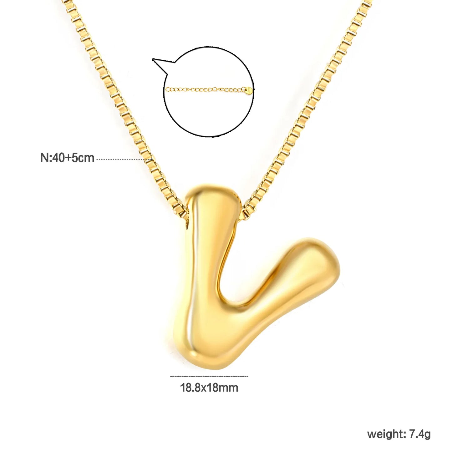 ✨ Wholesale PVD 18k gold A-Z 26 Q-version Letters Alphabet Pendant Necklace | Gold plated Stainless Steel Initial Jewelry