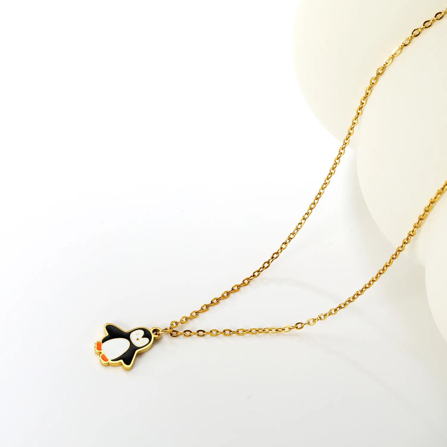 ✨🐧 Wholesale Penguin Necklace for Women & Kids | Adorable Animal Pendant | Gold Plated Stainless Steel Chain 40+5cm | Winter Theme Jewelry Bulk