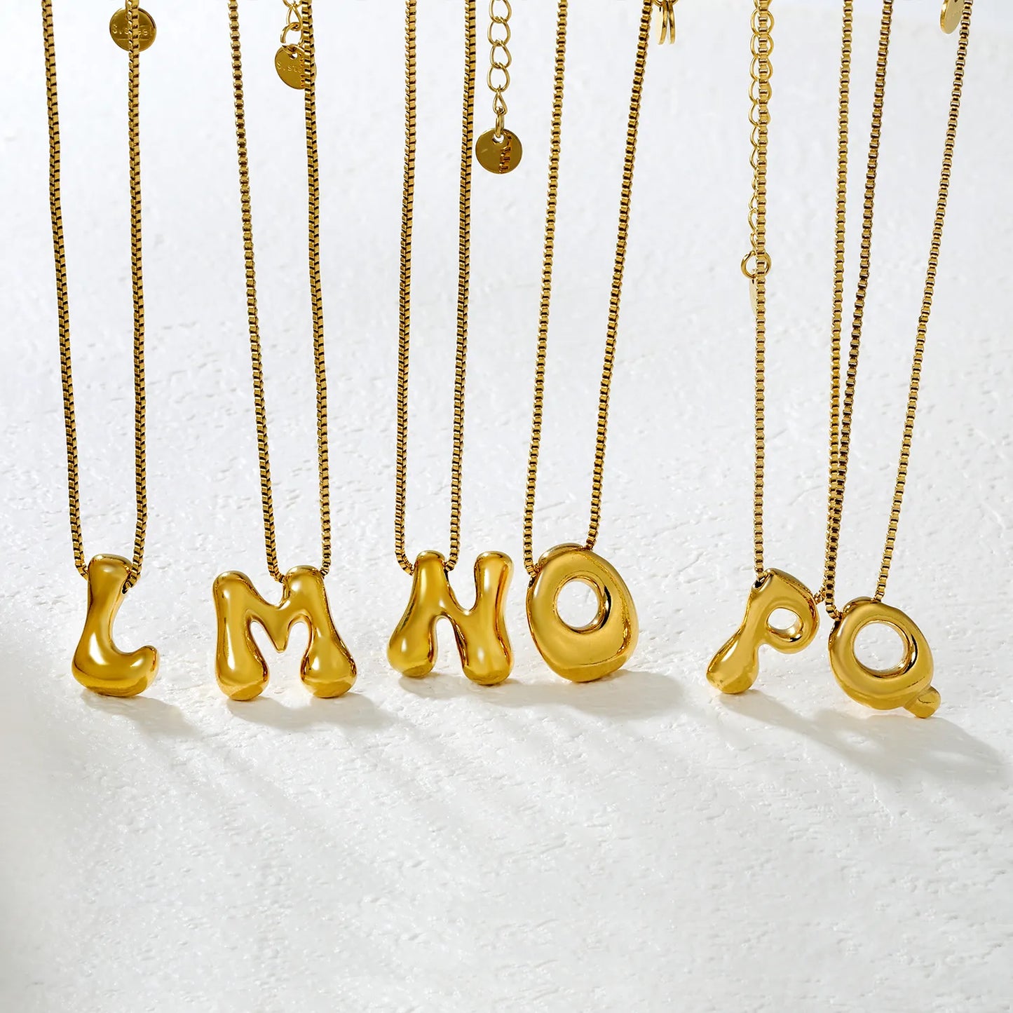 ✨ Wholesale PVD 18k gold A-Z 26 Q-version Letters Alphabet Pendant Necklace | Gold plated Stainless Steel Initial Jewelry