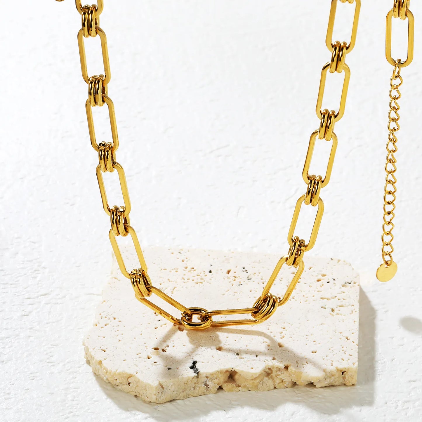 ✨ Wholesale Gold Stainless Steel Hammered Oval Pendant Necklace | 6.6x16mm Textured Charm, 45+5cm Chain, Statement Jewelry Bulk