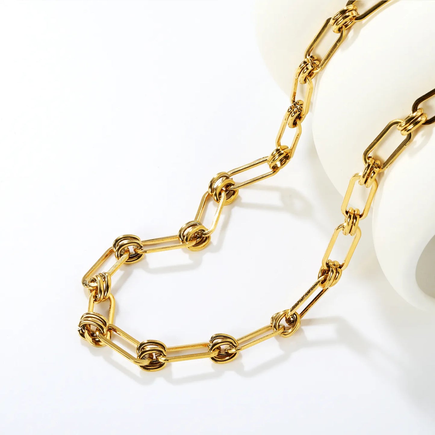 ✨ Wholesale Gold Stainless Steel Hammered Oval Pendant Necklace | 6.6x16mm Textured Charm, 45+5cm Chain, Statement Jewelry Bulk