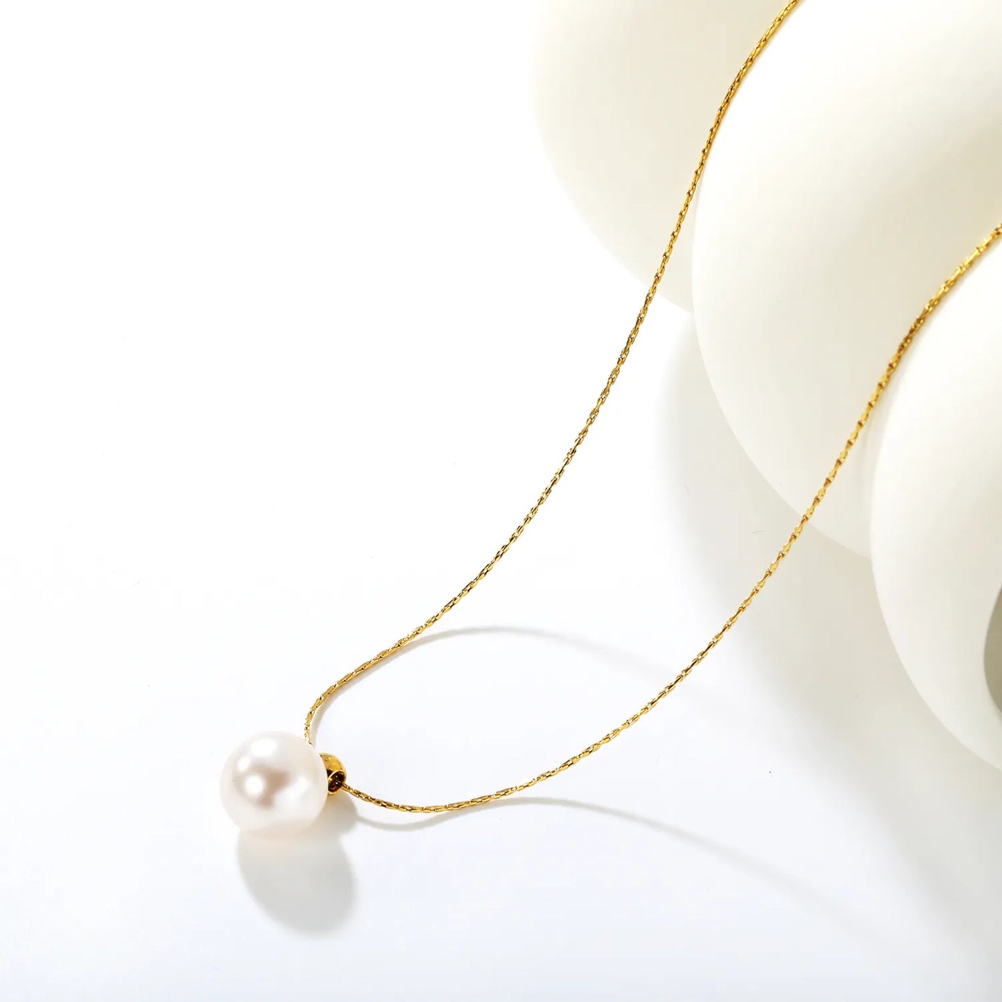 ✨ Wholesale 18k gold plated 10mm Pearl Pendant Necklace | Gold Stainless Steel Chain 42+5cm Classic Jewelry Bulk