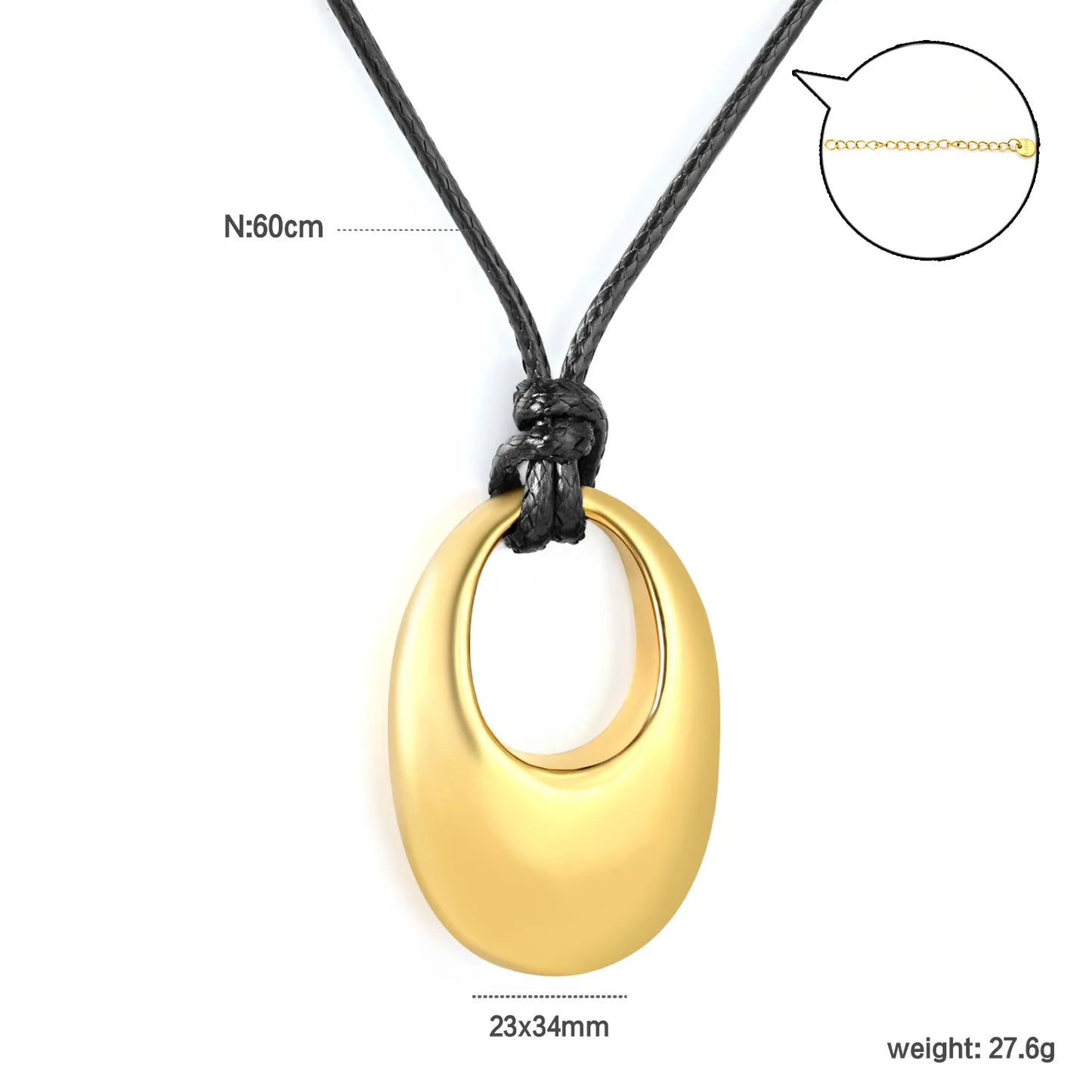 ✨ Wholesale Gold Stainless Steel Statement Pendant Necklace | 23x34mm Large Elegant Pendant, 60cm Chain, Bold Fashion Jewelry Bulk