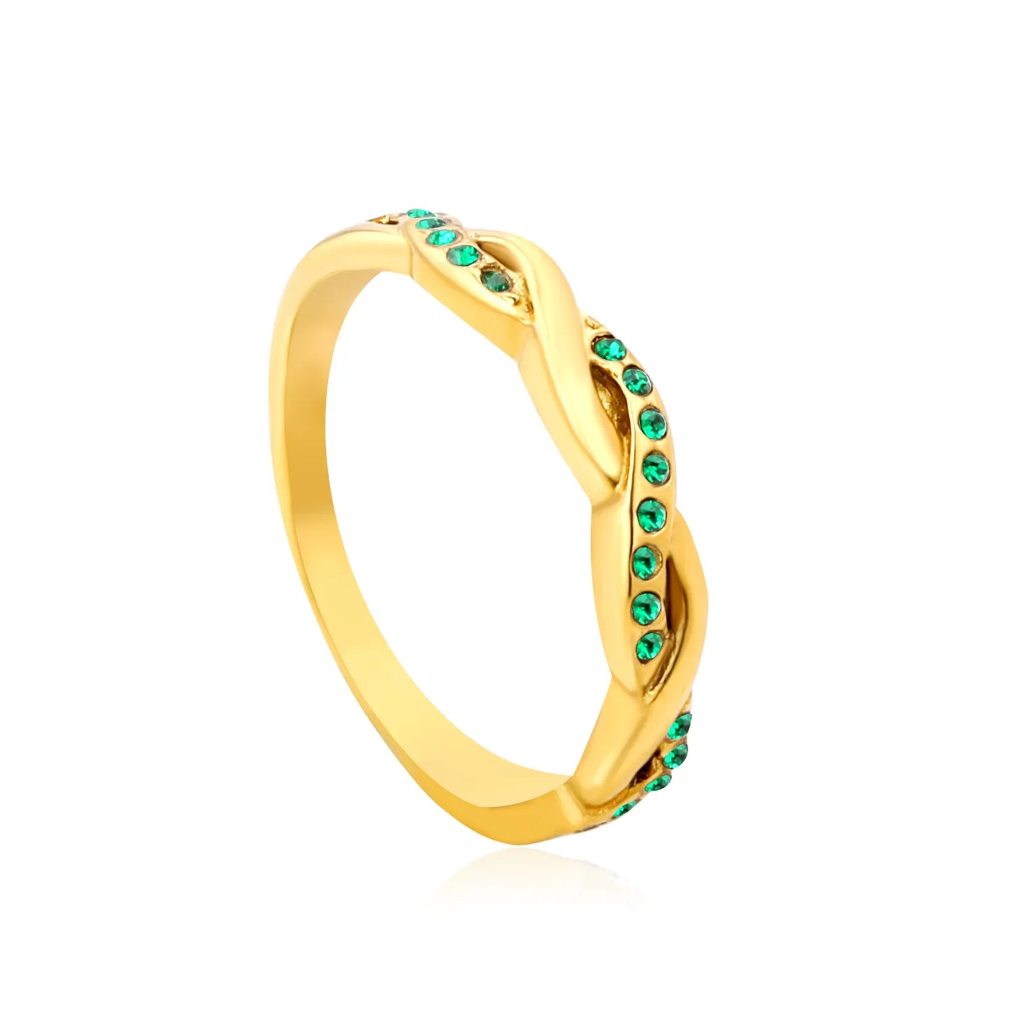 ✨ Wholesale 3.5mm Gold Twist Ring w/Diamonds | Emerald/Pearl