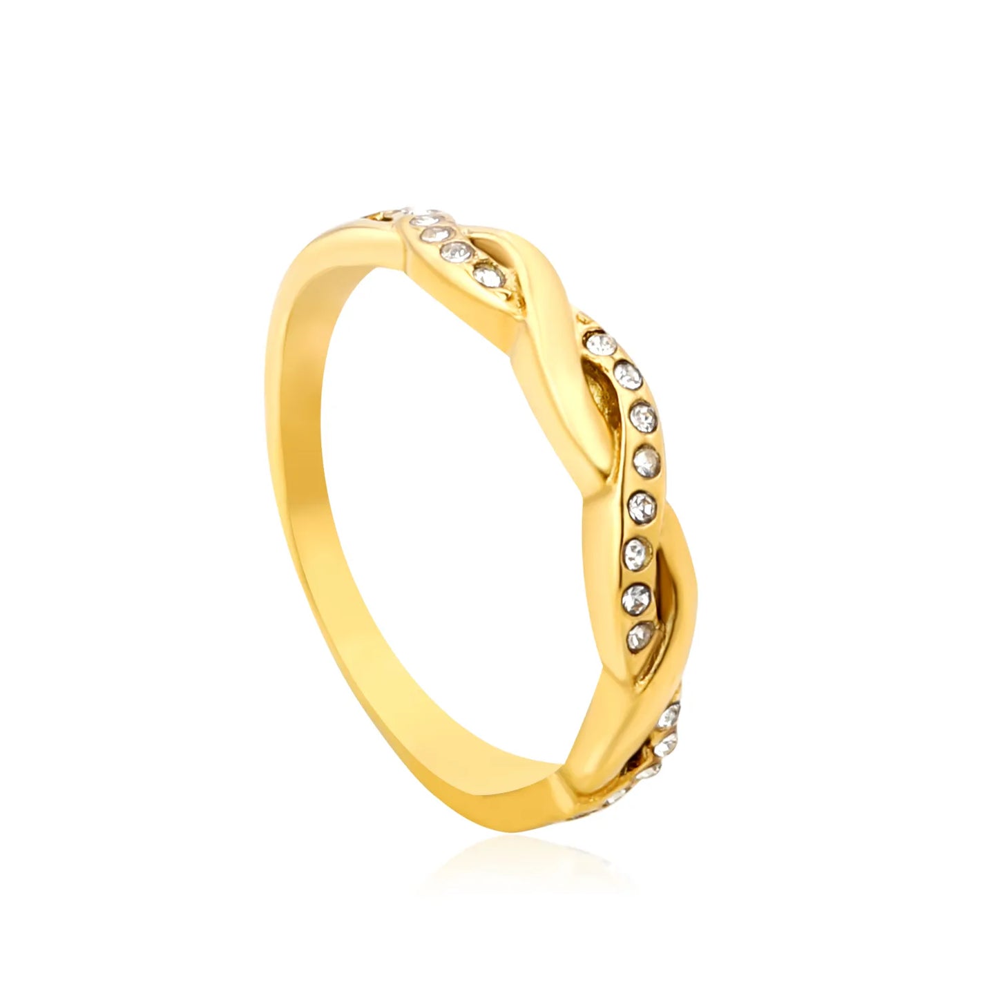 ✨ Wholesale 3.5mm Gold Twist Ring w/Diamonds | Emerald/Pearl