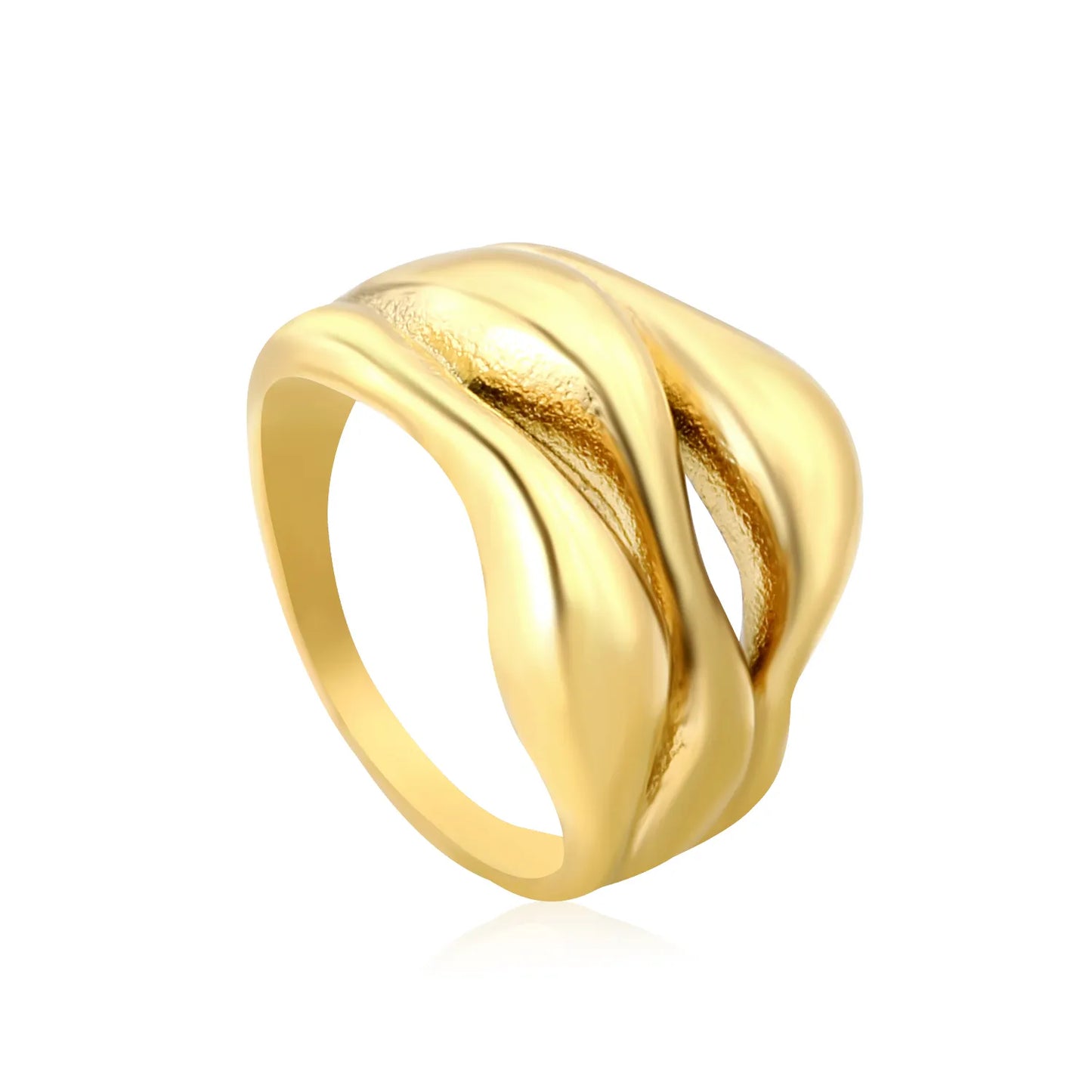 ✨ Wholesale 15mm Hollow Teardrop Ring | Gold Stainless Steel w/ Elegant Cut