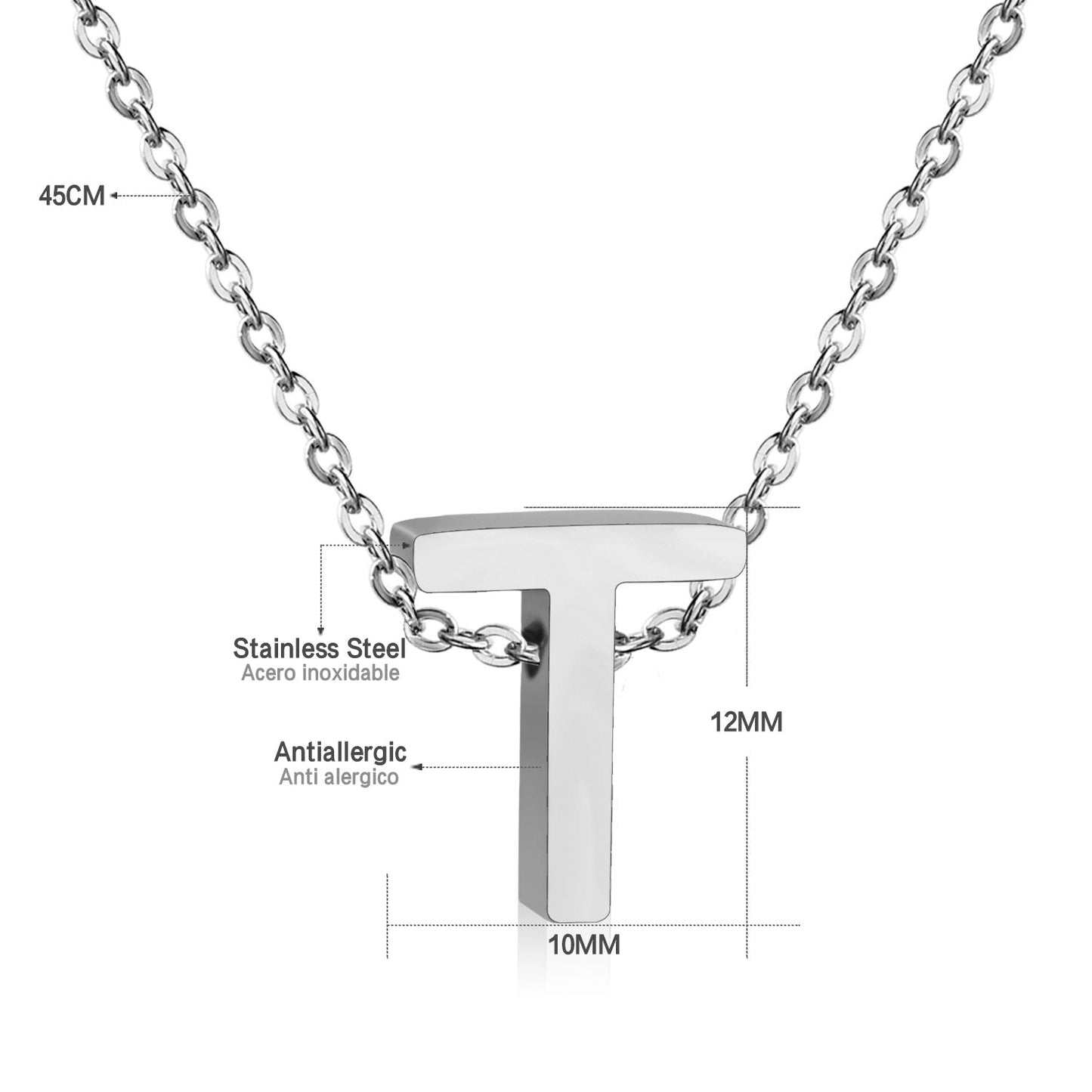 ASON Delicate Classic Style Initial 26 Letters Alphabet Chain Pendant Necklace Stainless Steel Color Jewelry Chokers