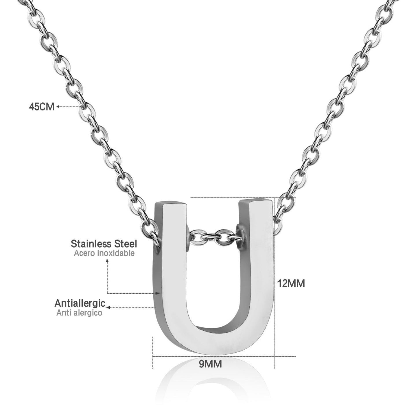 ASON Delicate Classic Style Initial 26 Letters Alphabet Chain Pendant Necklace Stainless Steel Color Jewelry Chokers
